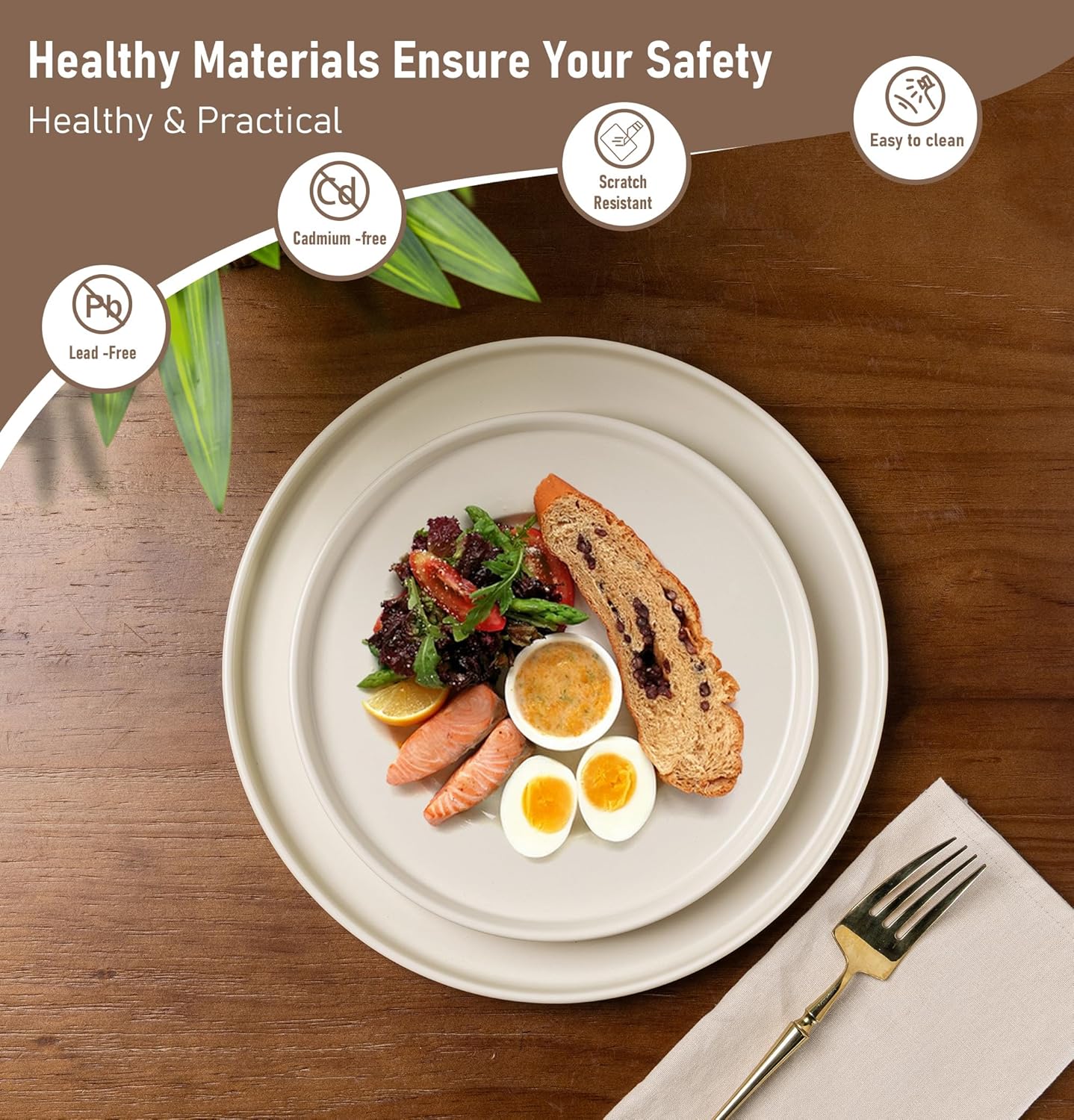 Alternative view of GBHOME Ceramic Dinnerware Sets for 4,Stoneware Plates and Bowls Sets,Chip and Crack Resistant | Dishwasher & Microwave Safe Dishes Set,Scratch Resistant- Service for 4 (12pc)-Matte Cream