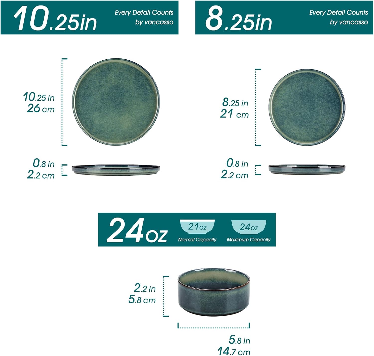 Alternative view of vancasso Starry Plates and Bowls Sets,12 Pieces Green Dinnerware Sets for Kitchen,Modern Stoneware Dishes Set for 4,Dishwasher and Microwave Safe