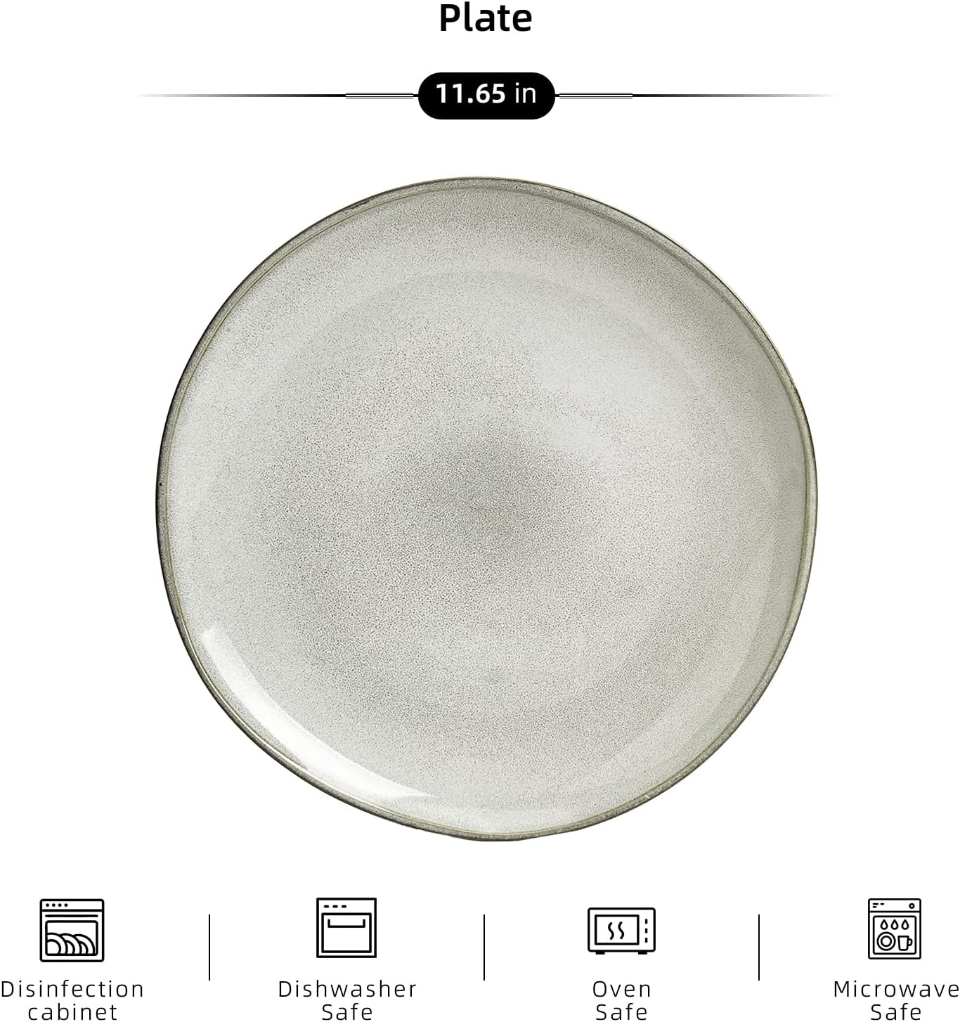 Alternative view of Organic Shape Highland Ceramic Dinner Plates, 6pcs 11.65 Inch Handmade Reactive Glaze Dinnerware Sets with Wavy Edge, for Kitchen, Microwave & Dishwasher Safe, Scratch Resistant-grey