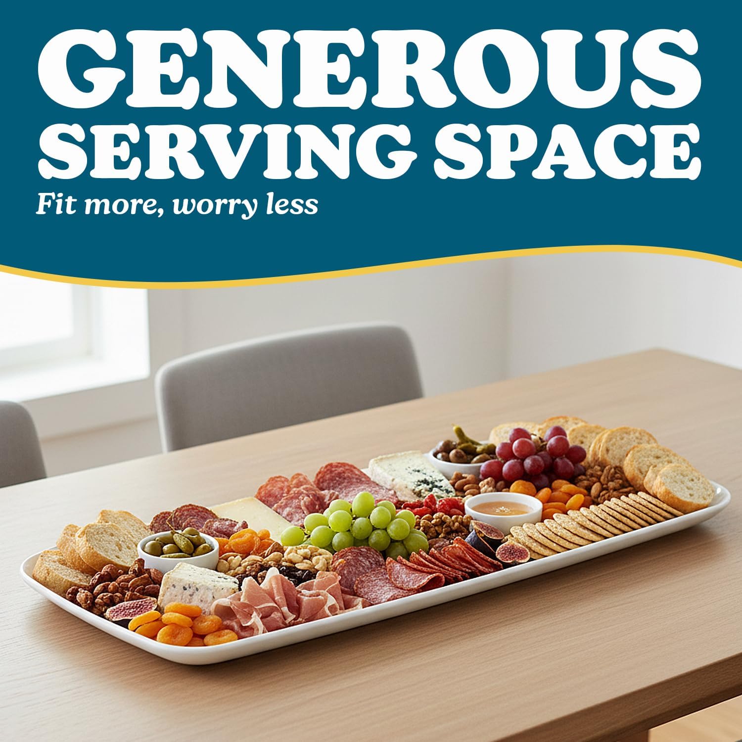 Alternative view of Rectangle White Serving Tray (2-Pack) - 17.5" Disposable Serving Platter for Appetizer, Fruits & Serving Dishes | Perfect Plastic Tray for Party Serveware