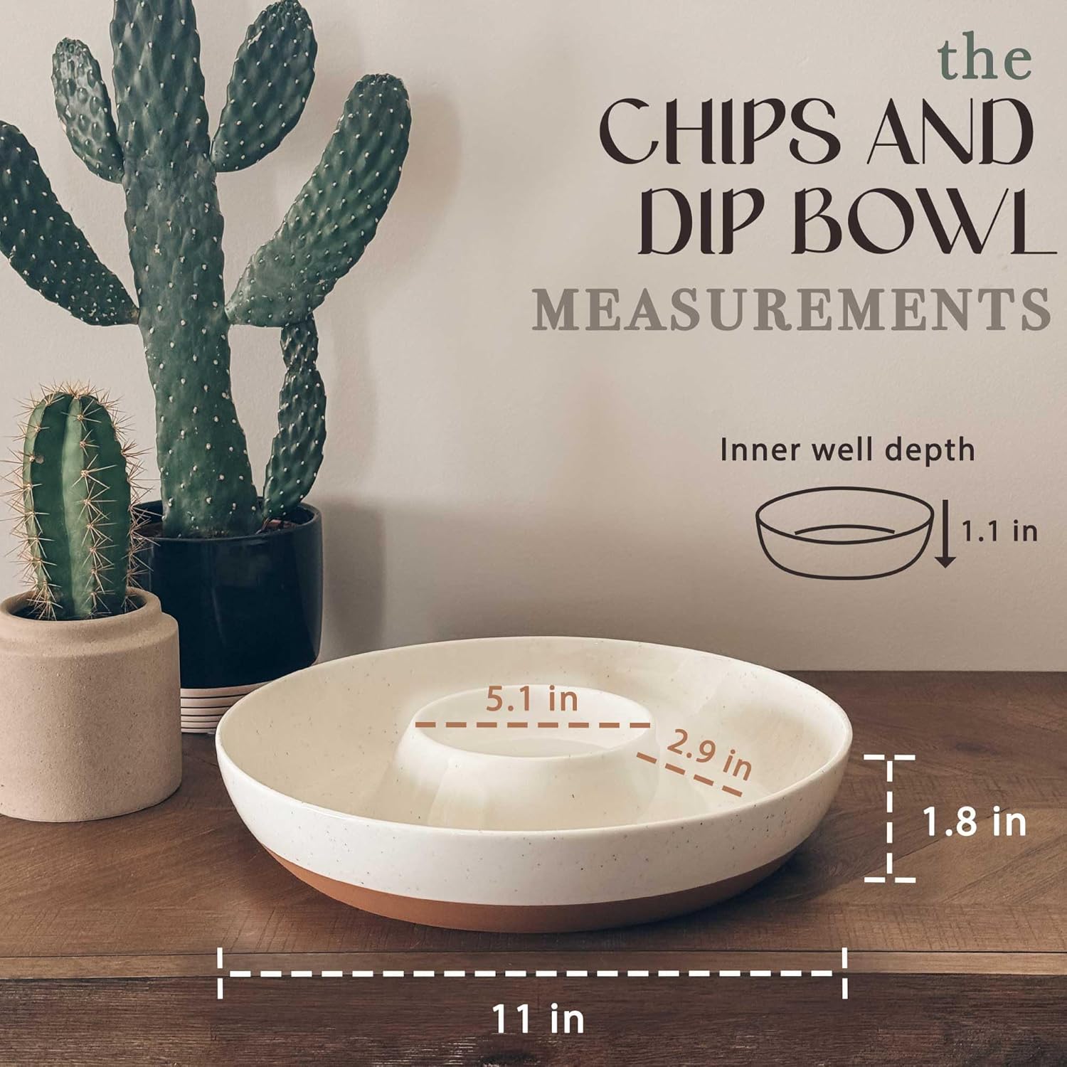 Alternative view of Mora Ceramic Chips and Dip Serving Tray: Large Divided Party Bowl Set for Chips & Salsa, Veggies & Dip, Fruit, Snacks, Entertaining, Hosting, etc. Minimalist Design for the Modern Hostess - White