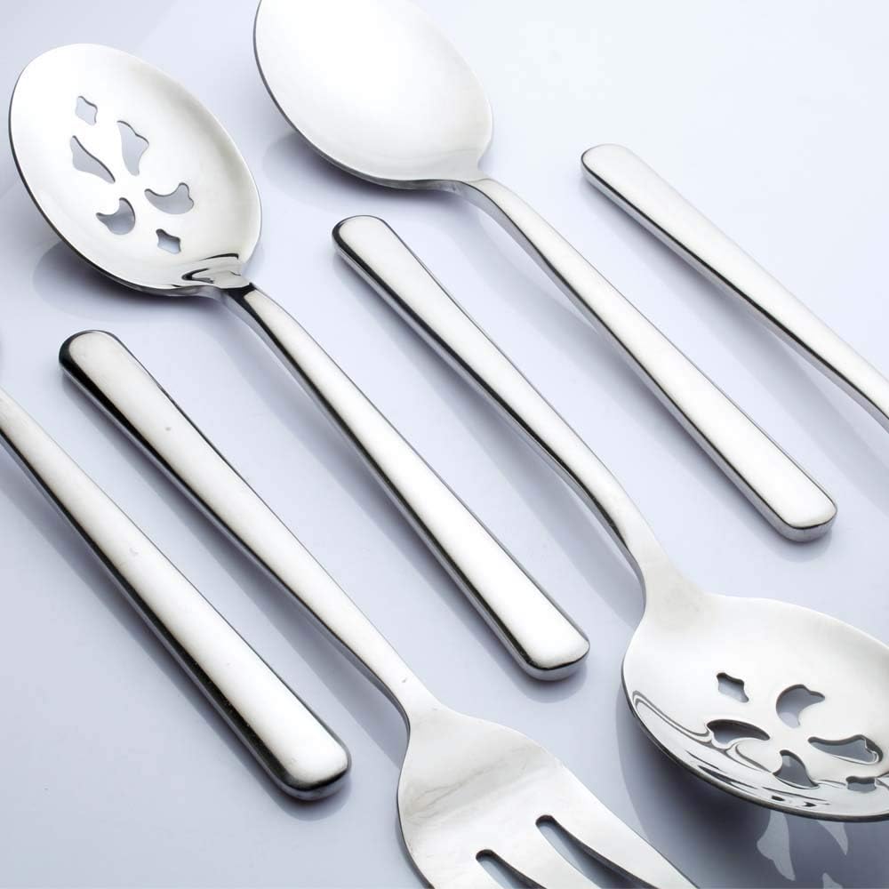 Alternative view of Enwinner Serving Spoons*2 Slot Spoons* 2 Forks *2 Buffet Colander Stainless Steel Banquet Set, Set of 6. Lenght 9" (6-spoon forks set)