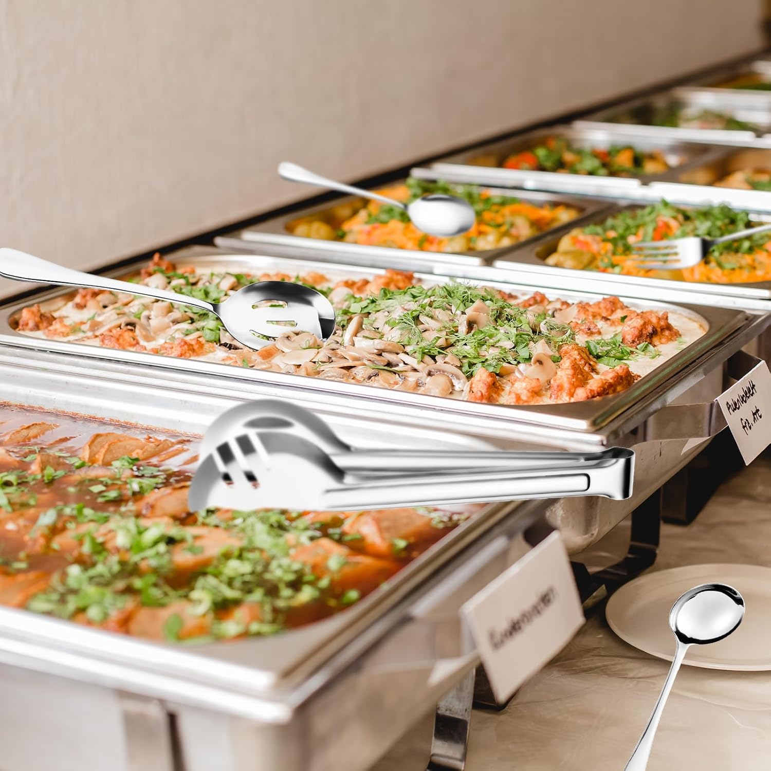 ZLMTZDJD 36-Piece Stainless Steel Serving Utensil Set u2013 Complete Buffet Essentials with Spoons, Forks, Tongs, Ladle & More. Perfect for Wedding, Holiday, Catering, and Family Gatherings(Silver)