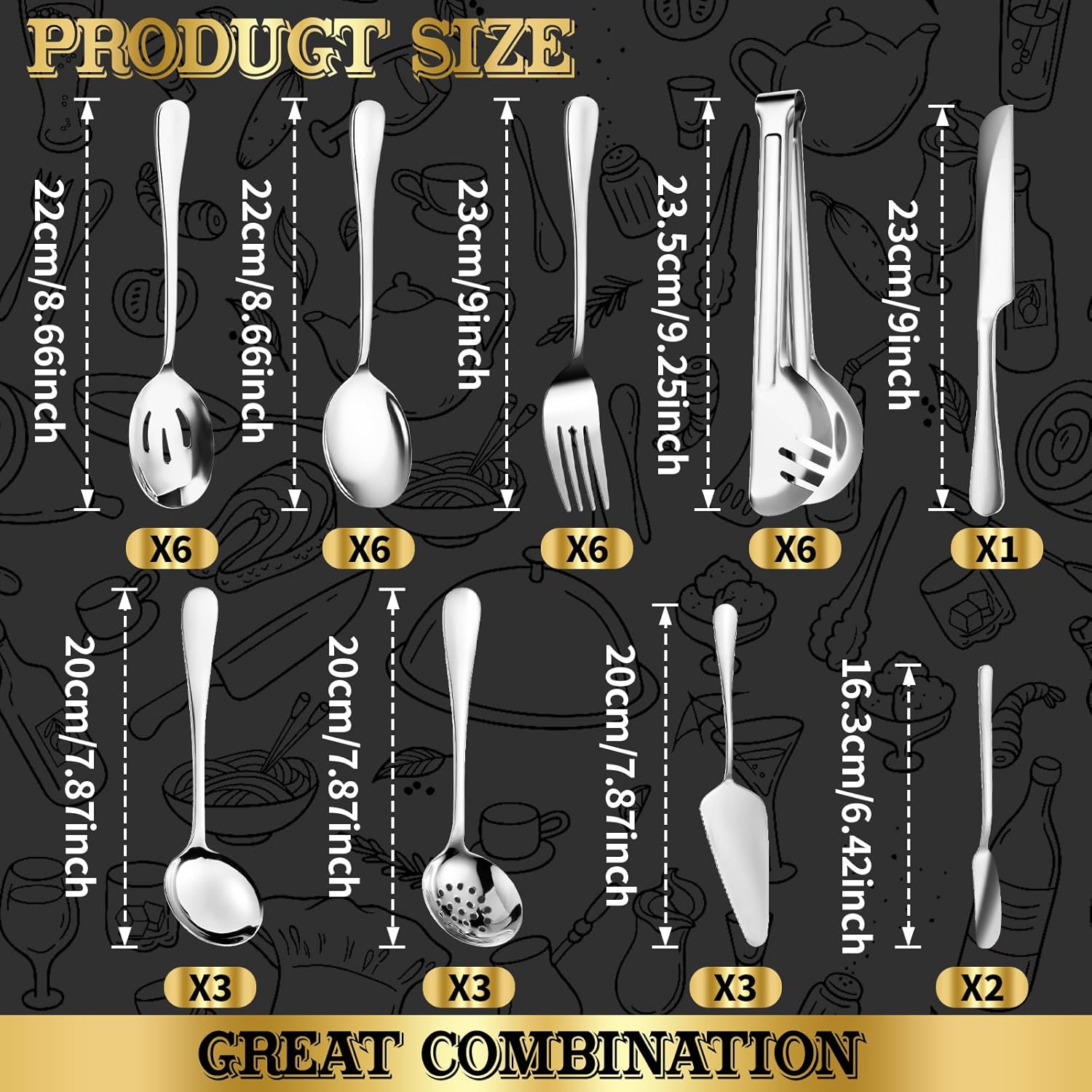 Alternative view of ZLMTZDJD 36-Piece Stainless Steel Serving Utensil Set u2013 Complete Buffet Essentials with Spoons, Forks, Tongs, Ladle & More. Perfect for Wedding, Holiday, Catering, and Family Gatherings(Silver)