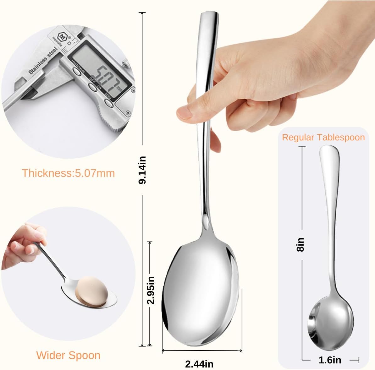 Alternative view of Serving Spoons Set Stainless Steel 9.14 Inch Serving Utensils for Buffet Catering Dishwasher Safe(6-pieces, Silver)