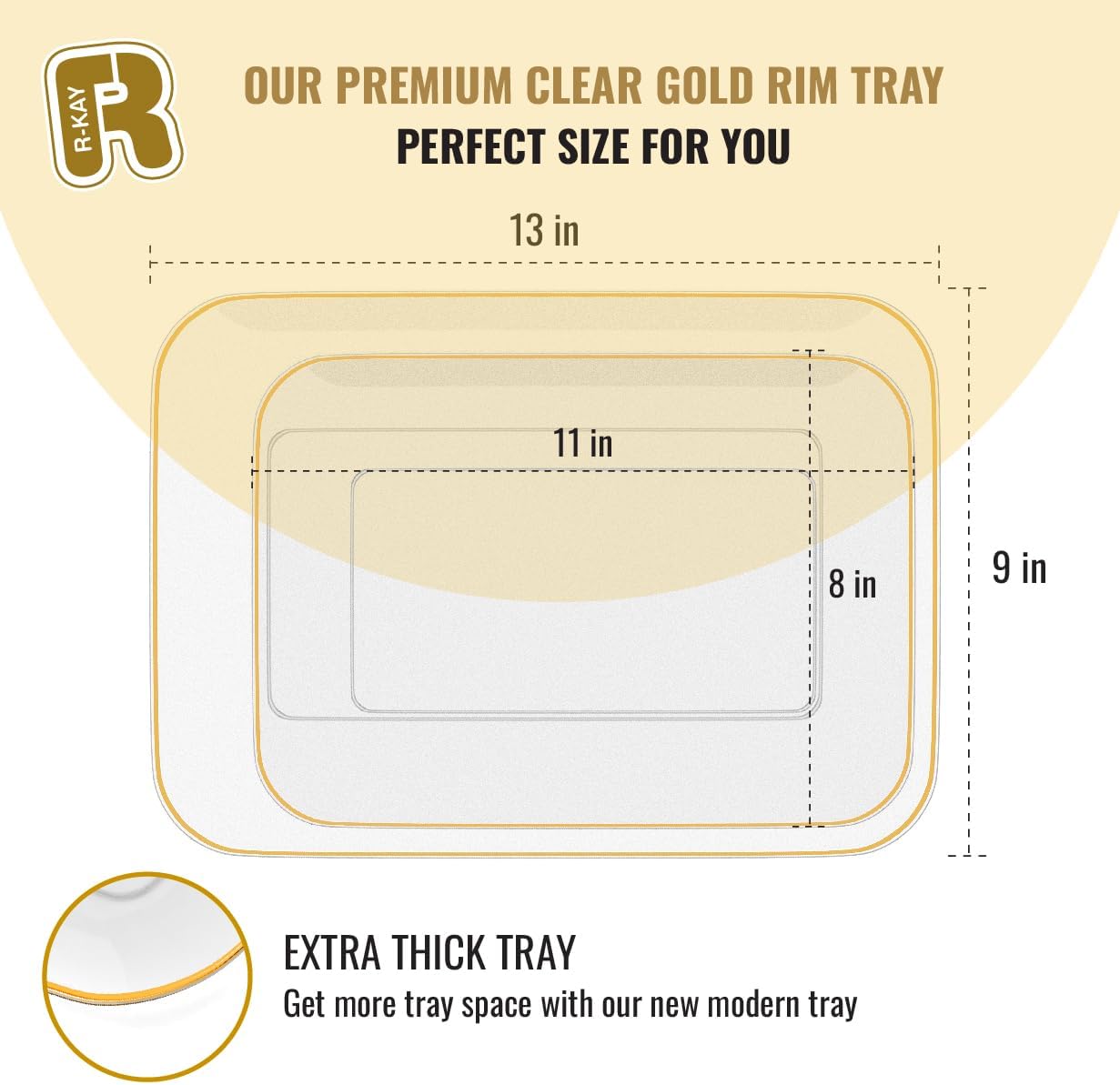 Alternative view of 3 Pack Plastic Serving Trays for Party - Gold Serving Tray 8 x 11 Inch - Heavy Duty Dessert Trays for Food - Rectangular Party Serving Trays for Entertaining - Clear Cookie Platters