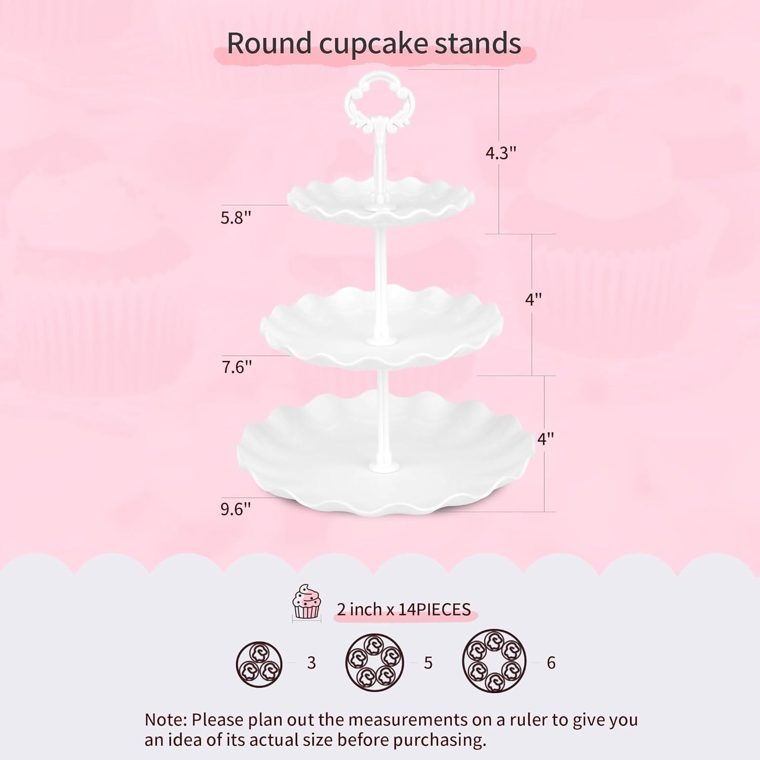 Pack of 10 NWK Cake Stand Set with 3 x Two-Tier and 3 x Three-Tier Cupcake Stands, 4 x Appetizer Trays, for Birthday Baby Bridal Shower Party (White)