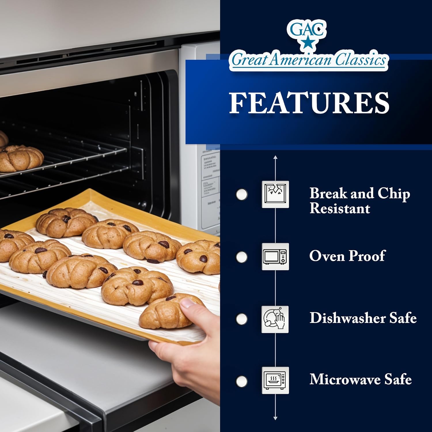 Alternative view of GAC Glass Serving Platter w/Gold Rain Flower Design - Rectangular Dinner Plates, Platters for Serving Food - Decorative Tray for Party - Microwave & Dishwasher Safe Serveware - 10x14 Inch