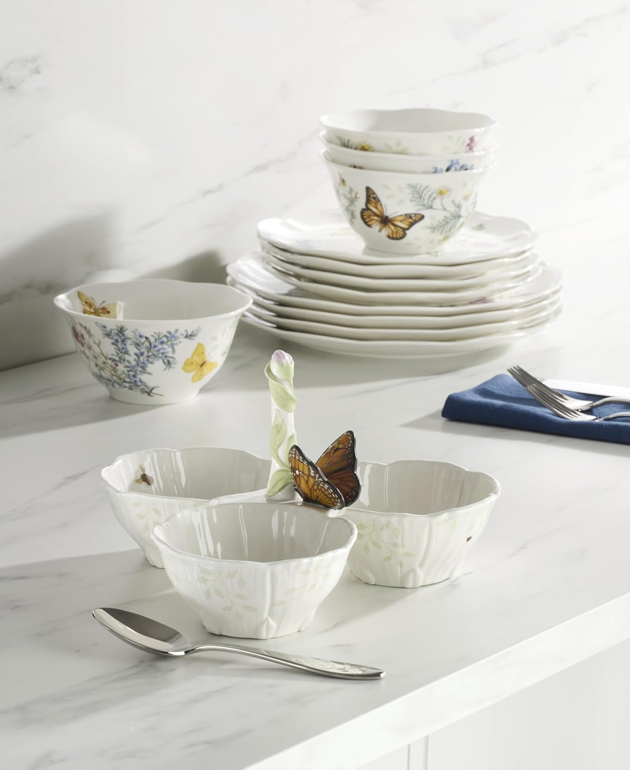 Alternative view of Lenox 897160 Butterfly Meadow Floral 3-Section Server