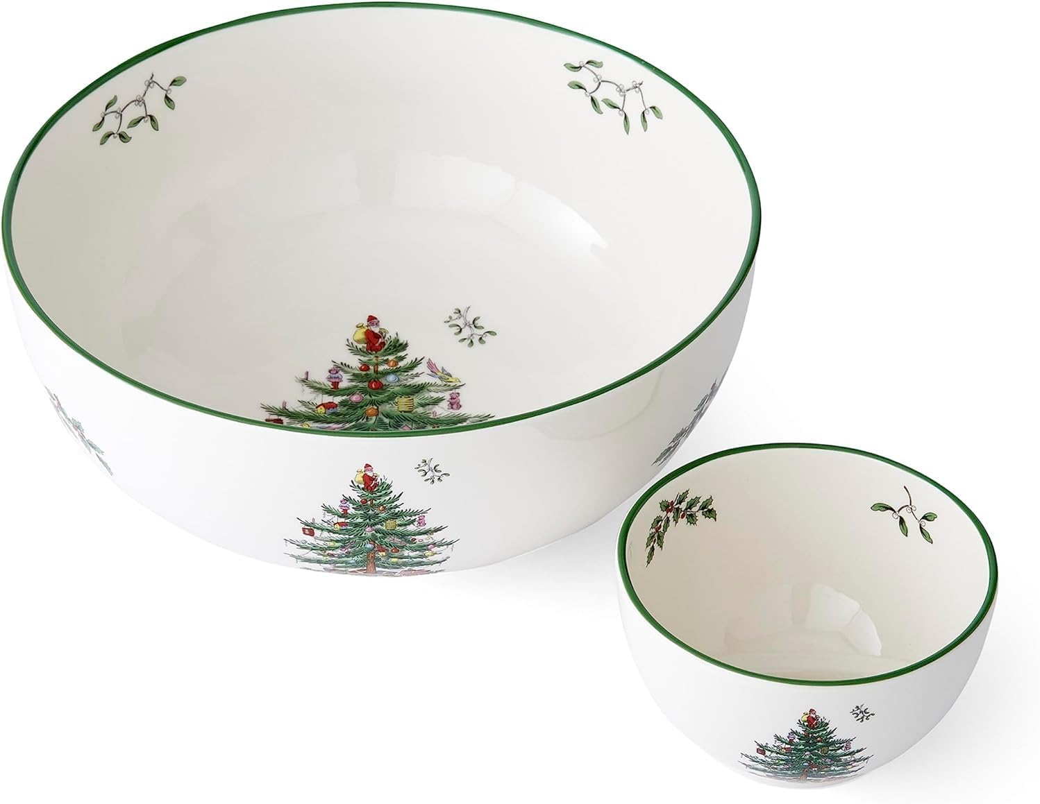 Alternative view of Spode Christmas Tree Tiered Chip and Dip Serving Set - 2-Piece Festive Snack Platter - Iconic Christmas Tree Motif - Porcelain, Dishwasher, Microwave, Freezer Safe - Holiday Serveware