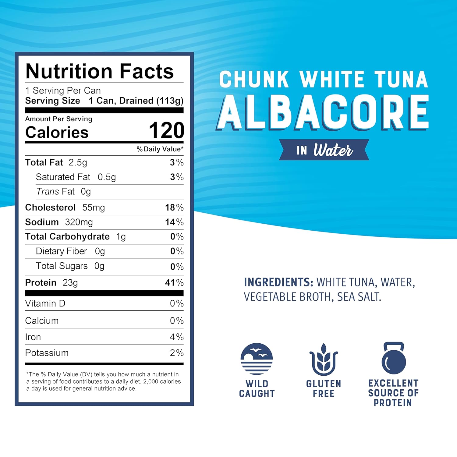 Bumble Bee Chunk White Albacore Tuna in Water, 5 oz Can (Pack of 4) - Wild Caught Tuna - 23g Protein per Serving, High in Omega-3s - Non-GMO Project Verified, Gluten Free, Kosher