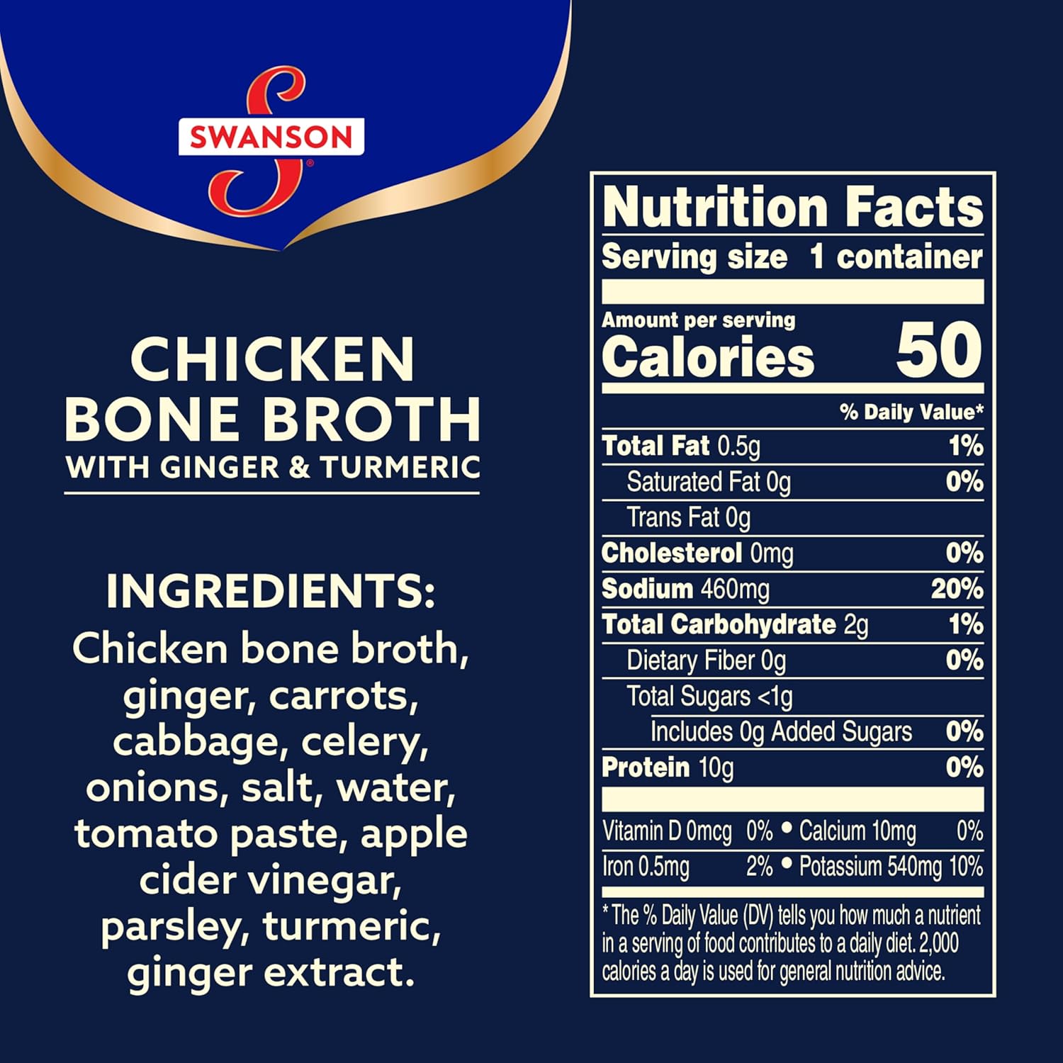 Swanson Sipping Chicken Bone Broth With Ginger and Turmeric, 10.75 oz Microwavable Cup (8 Pack)