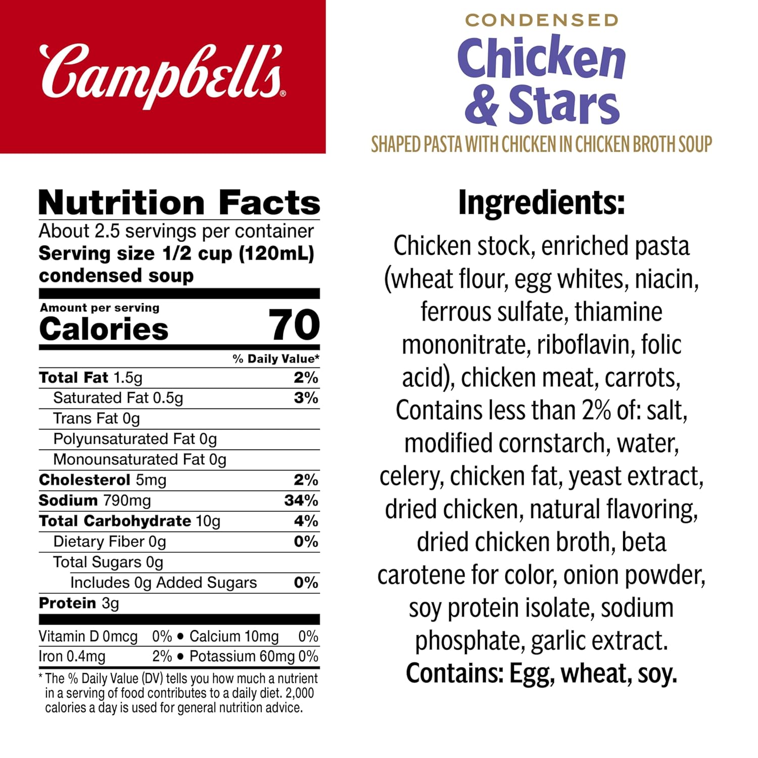 Campbell's Condensed Kids Chicken and Stars Soup, 10.5 oz Can