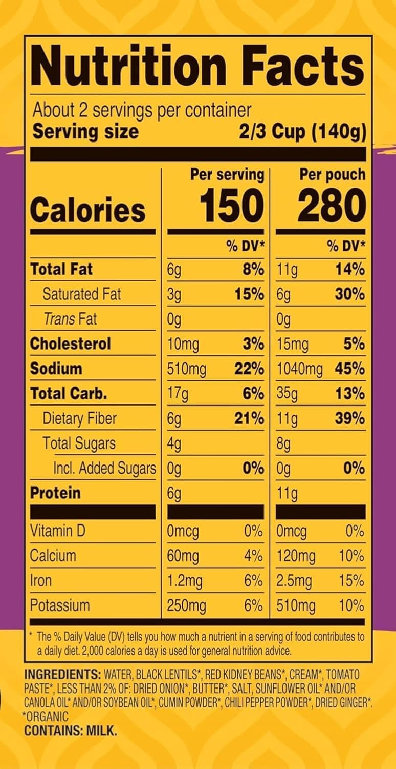 Tasty Bite Organic Madras Lentils, 10 Ounce, Pack of 6, Ready to Eat, Microwavable Entree, Vegetarian