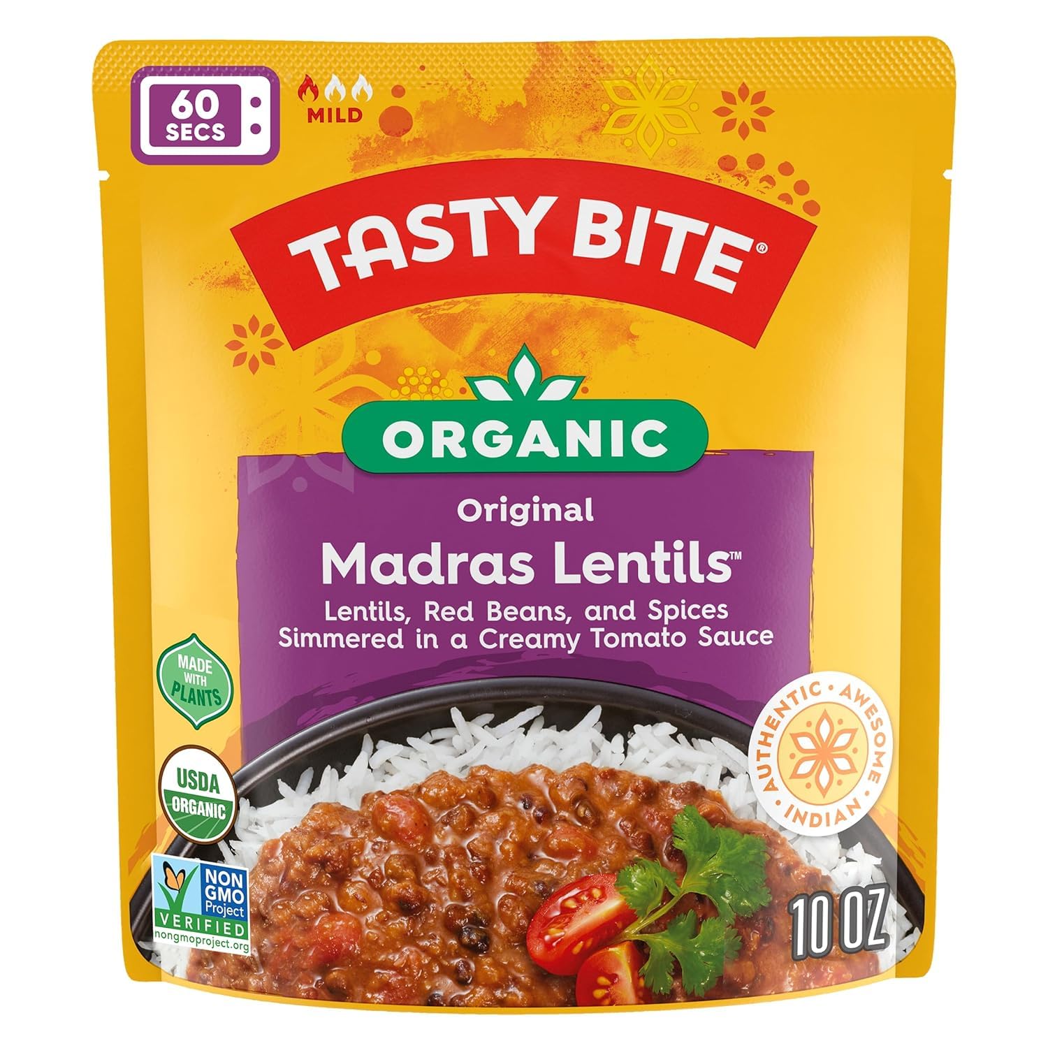 Tasty Bite Organic Madras Lentils, 10 Ounce, Pack of 6, Ready to Eat, Microwavable Entree, Vegetarian - Image 2