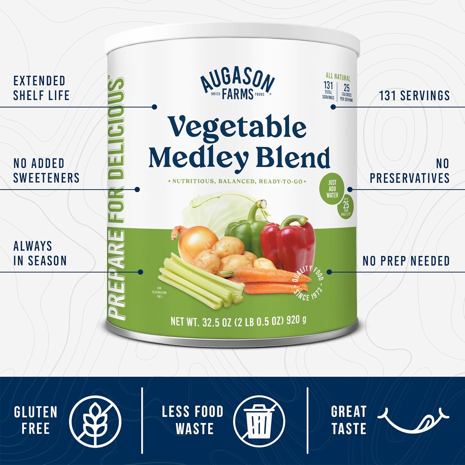 Augason Farms Vegetable Medley Blend Can - Dehydrated Mixed Veggies - Gluten Free Emergency Food Supply with Long Shelf Life for Survival, Disaster Prep & Everyday Meals - 131 Servings - Image 2