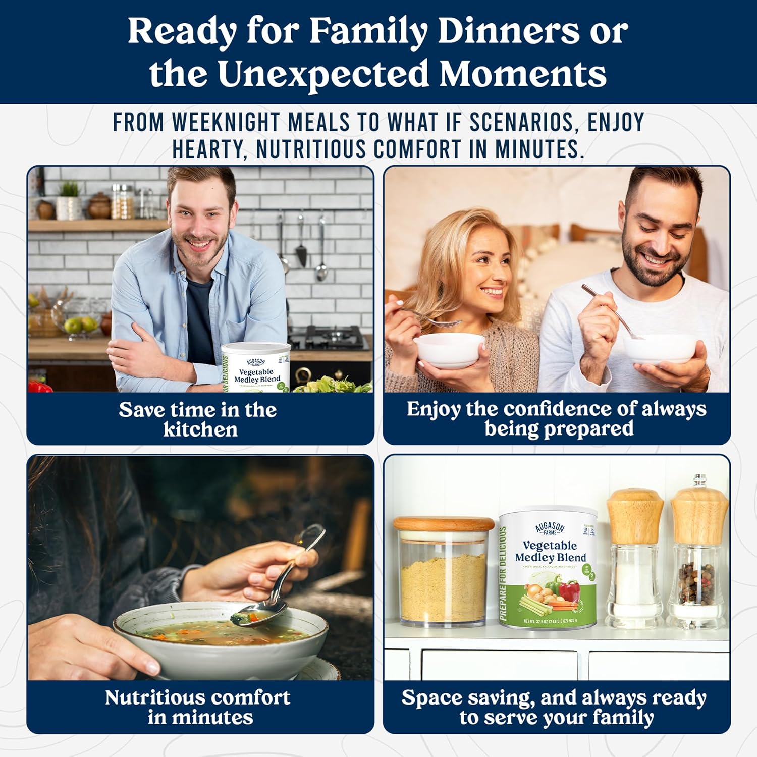 Augason Farms Vegetable Medley Blend Can - Dehydrated Mixed Veggies - Gluten Free Emergency Food Supply with Long Shelf Life for Survival, Disaster Prep & Everyday Meals - 131 Servings - Image 9