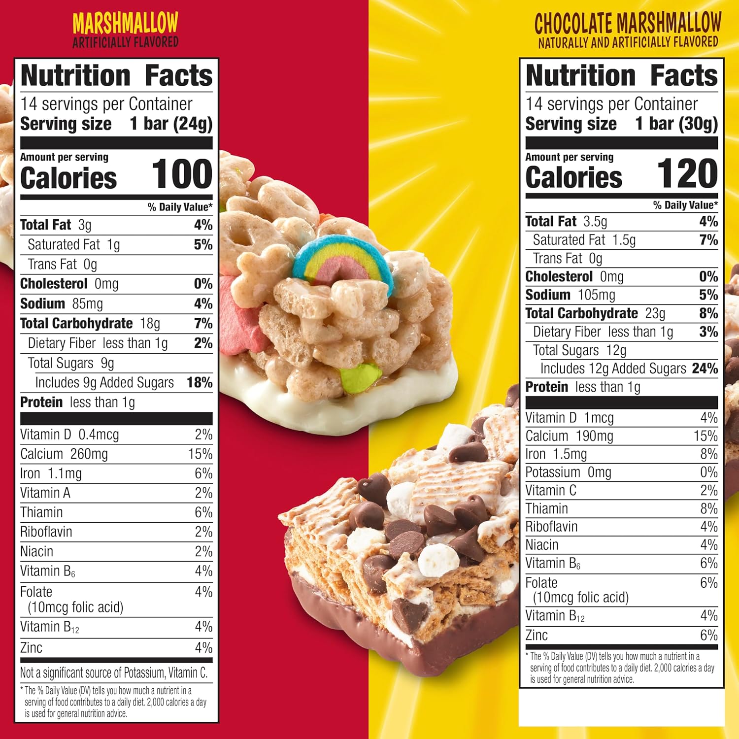 Lucky Charms and Golden Grahams S'mores Cereal Treat Bars, Snack Bars, Variety Pack, 28 Ct, 26.7 oz