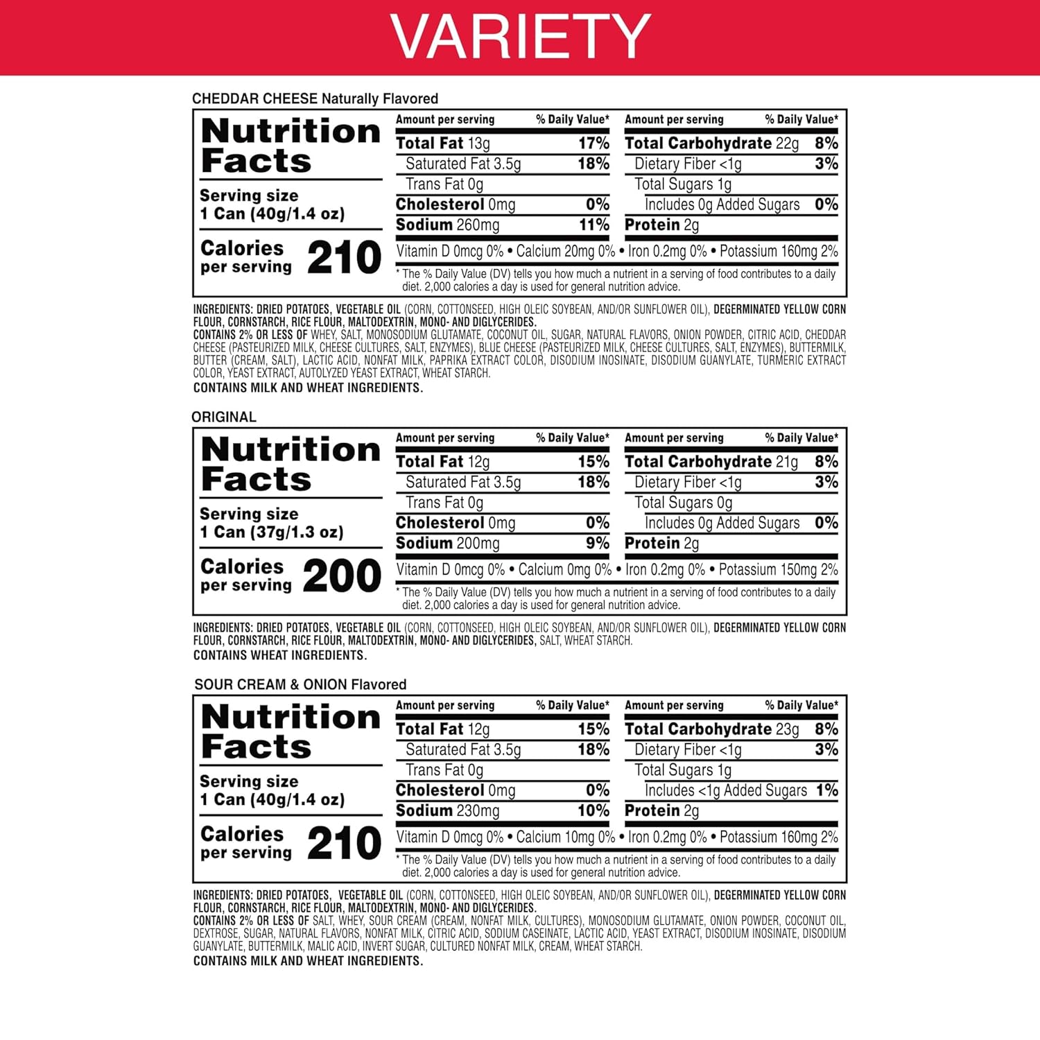 Pringles Potato Crisps Chips, Lunch Snacks, Variety Pack, 13.7oz Pack (10 Cans)