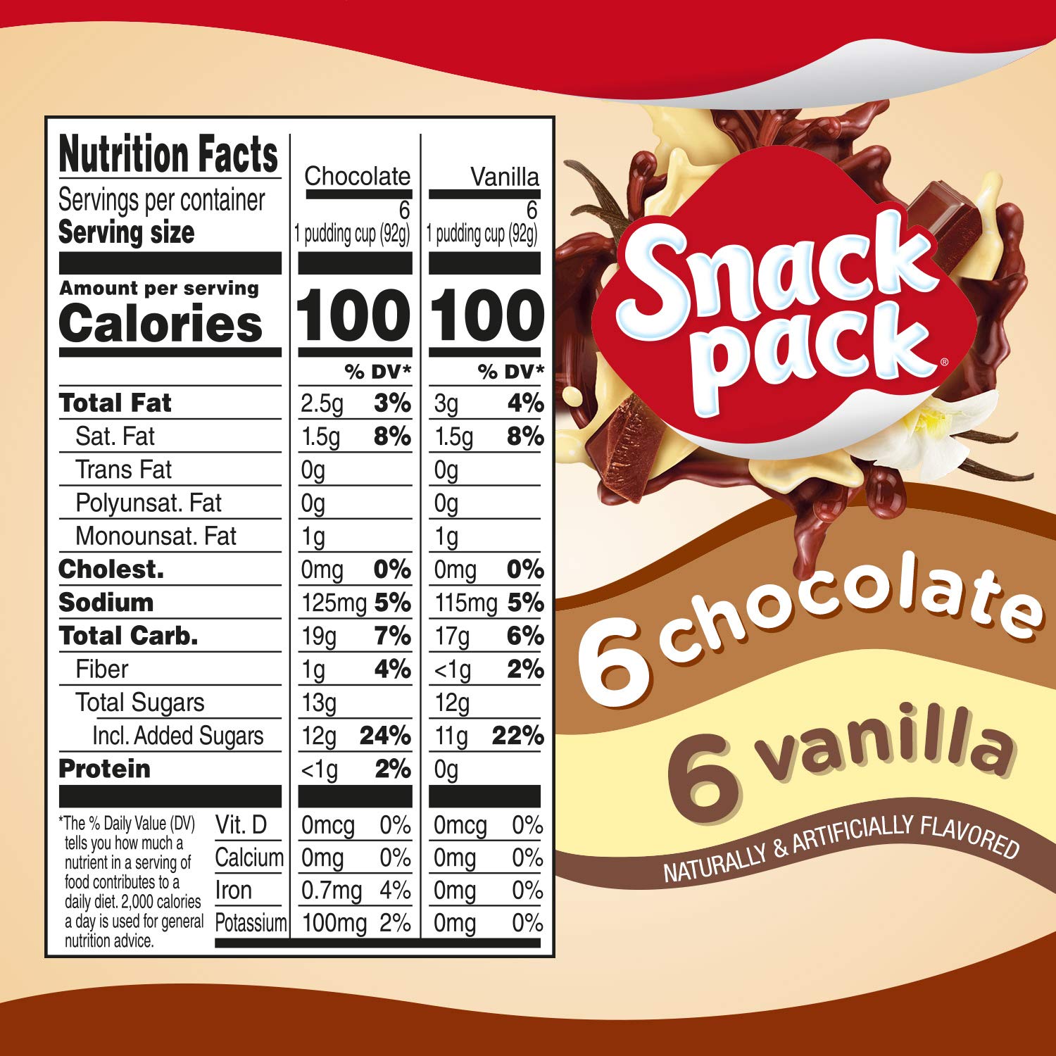 Snack Pack Chocolate and Vanilla Pudding Cups Family Pack, 12 Count