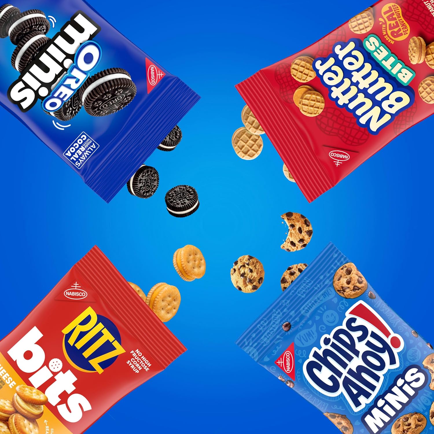 OREO Minis Cookies, CHIPS AHOY! Minis Cookies, Nutter Butter Bites & RITZ Bits Cheese Crackers Variety Pack, 15 Snack Packs - Image 4