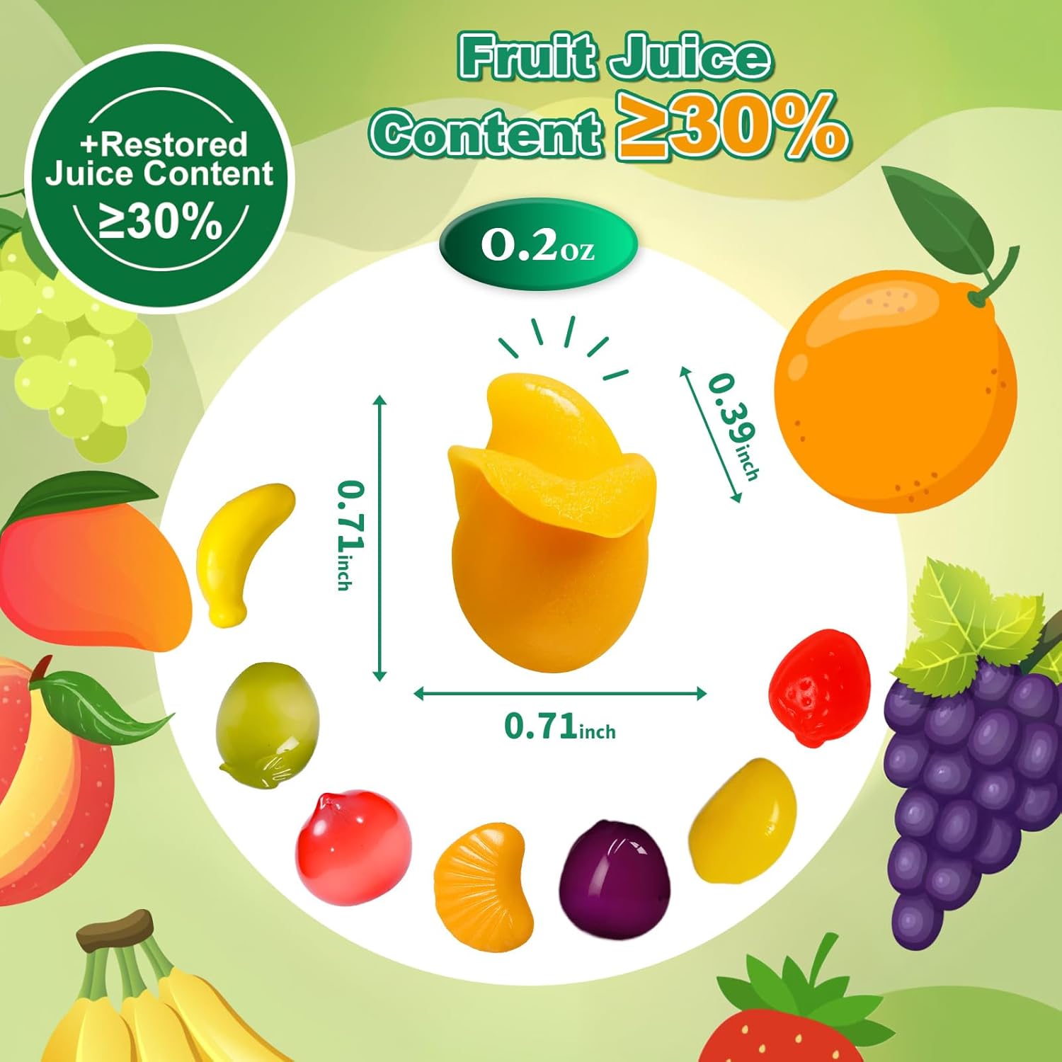 7 Friuts in 28 Packs Assorted Gummy Candy Individually Wrapped, Peelable Fruit-Shaped Gummies Candy made with Real Fruit Juice (≥30%), Chewy Peeling Candy Gummy Snacks Net 700g/24.7oz - Image 4