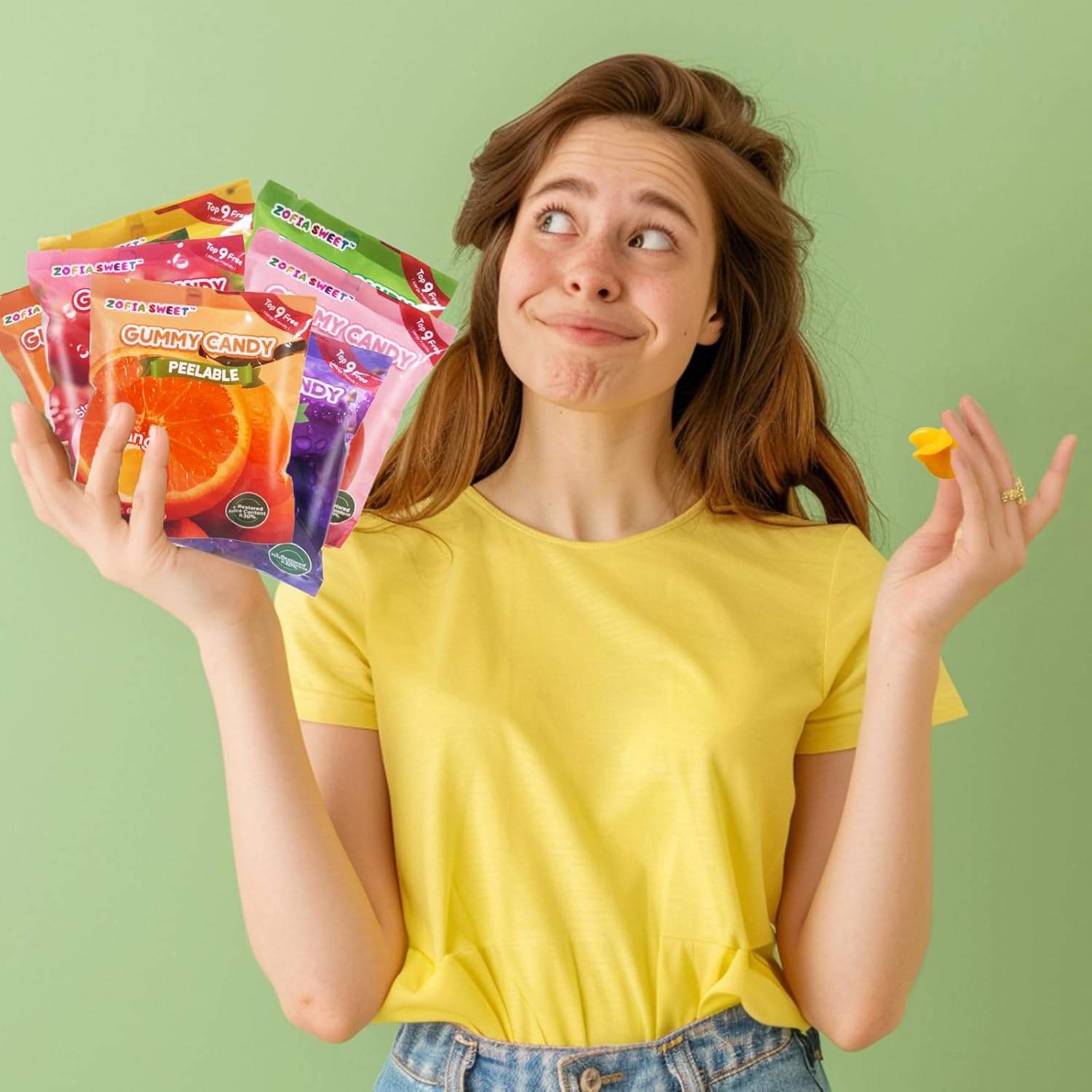 7 Friuts in 28 Packs Assorted Gummy Candy Individually Wrapped, Peelable Fruit-Shaped Gummies Candy made with Real Fruit Juice (≥30%), Chewy Peeling Candy Gummy Snacks Net 700g/24.7oz - Image 5