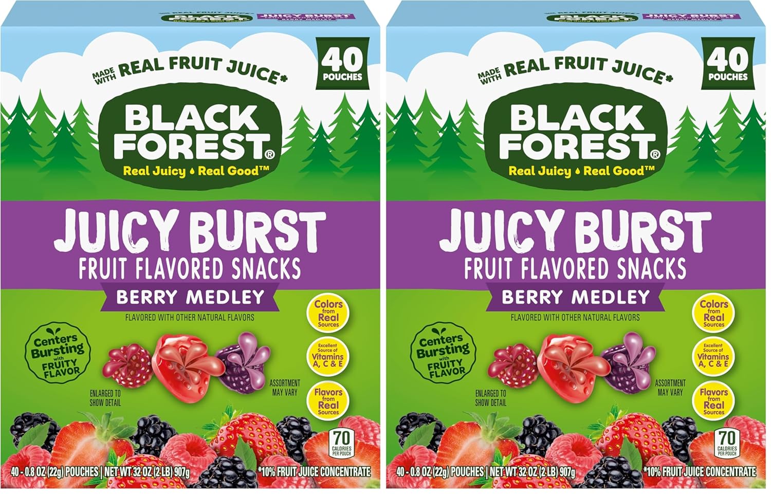 Black Forest Juicy Burst Fruit Snacks, Berry Medley, 0.8 Ounce Pouches (40 Count) - Image 9