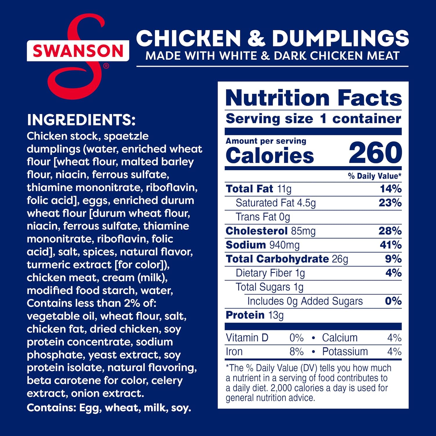 Swanson Canned Chicken and Dumplings With White and Dark Chicken Meat, 10.5 OZ Can (Case of 12)