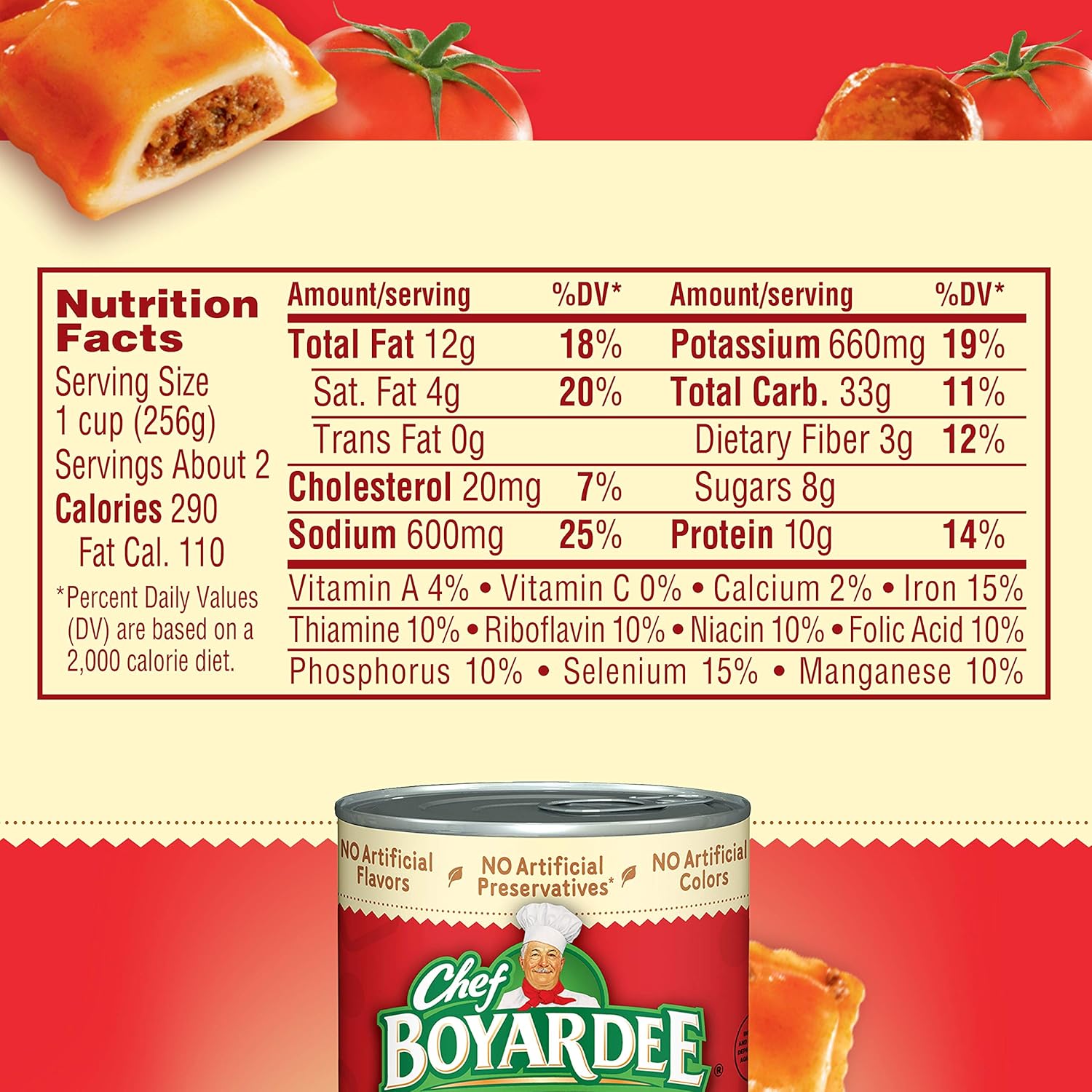 Chef Boyardee Mini Beef Ravioli and Meatballs, 15 Oz Can