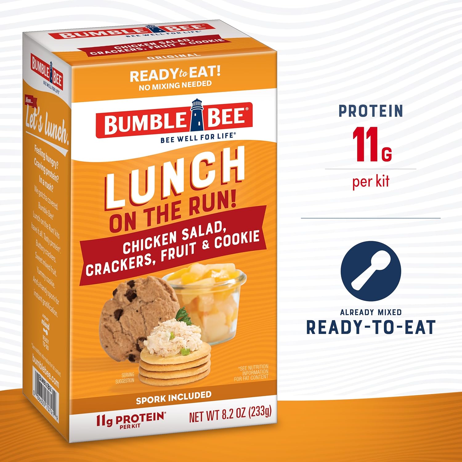 Bumble Bee Lunch On The Run Chicken Salad with Crackers Kit, 8.2 oz - Ready to Eat, Includes Crackers, Cookie & Mixed Fruit - Shelf Stable & Convenient Source of Protein