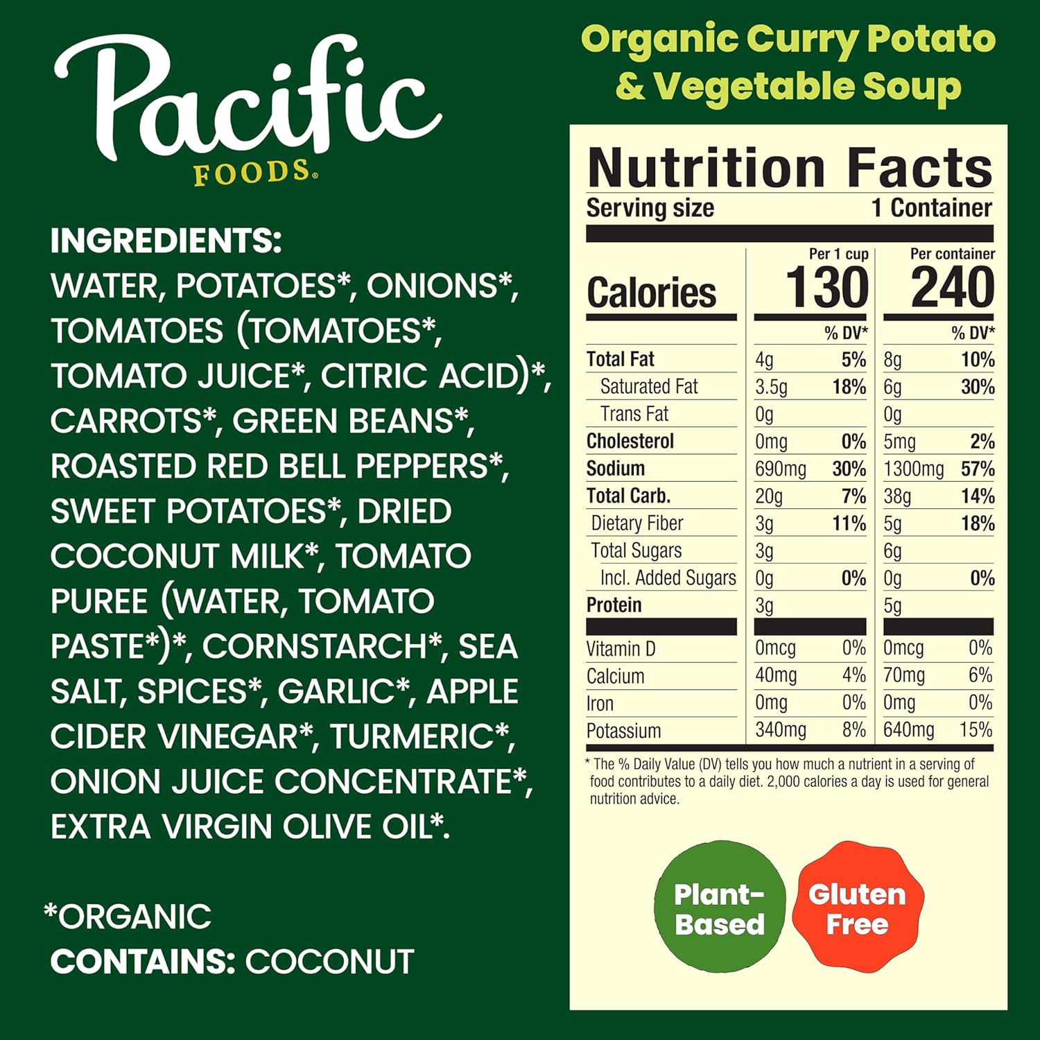Pacific Foods Organic Curry Potato and Vegetable Soup, 16.3 oz Can