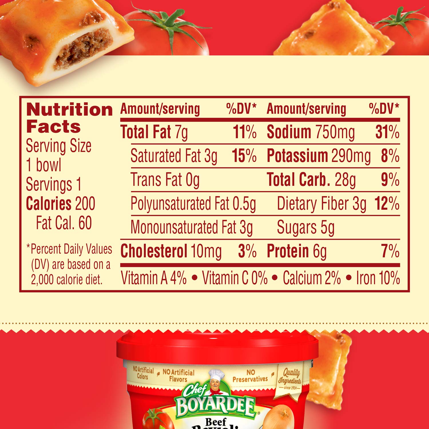 Chef Boyardee Beef Ravioli in Pasta Sauce, Microwave Food, 7.5 OZ Microwaveable Bowl (12 Bowls)