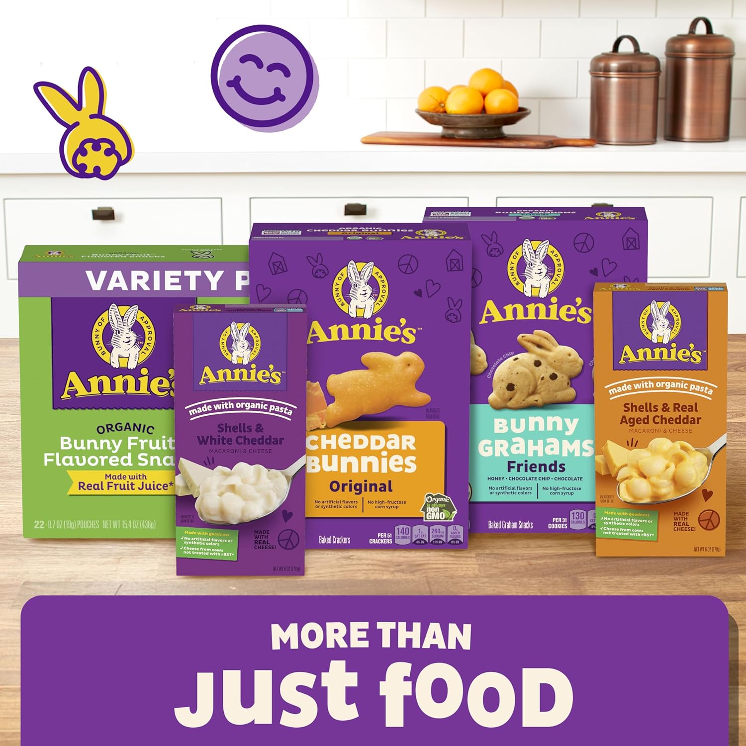 Annie's Organic Variety Pack, Cheddar Bunnies, Bunny Grahams and Cheddar Squares, 12 Pouches, 11 oz - Image 7