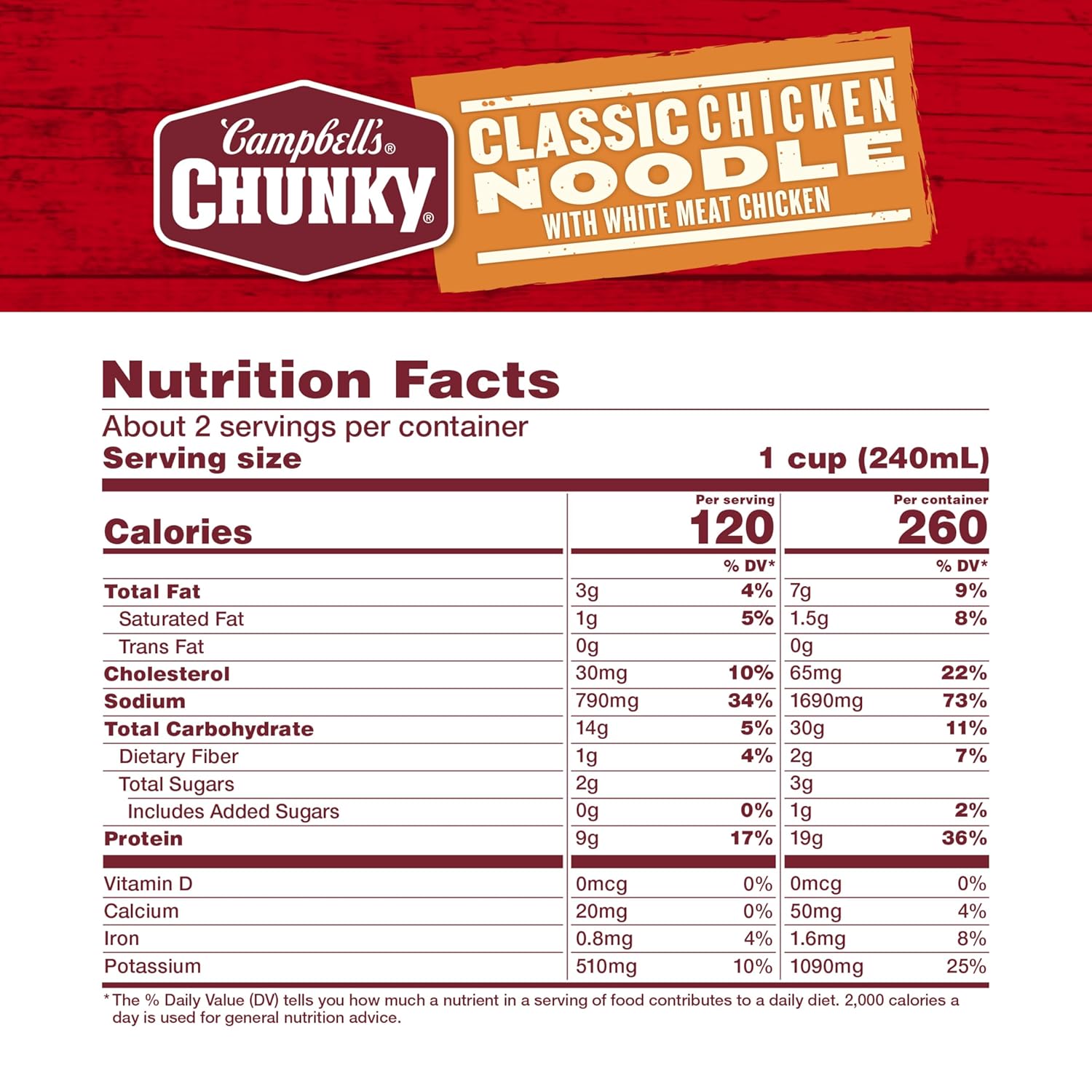 Campbell's Chunky Classic Chicken Noodle Soup, 18.6 oz Can