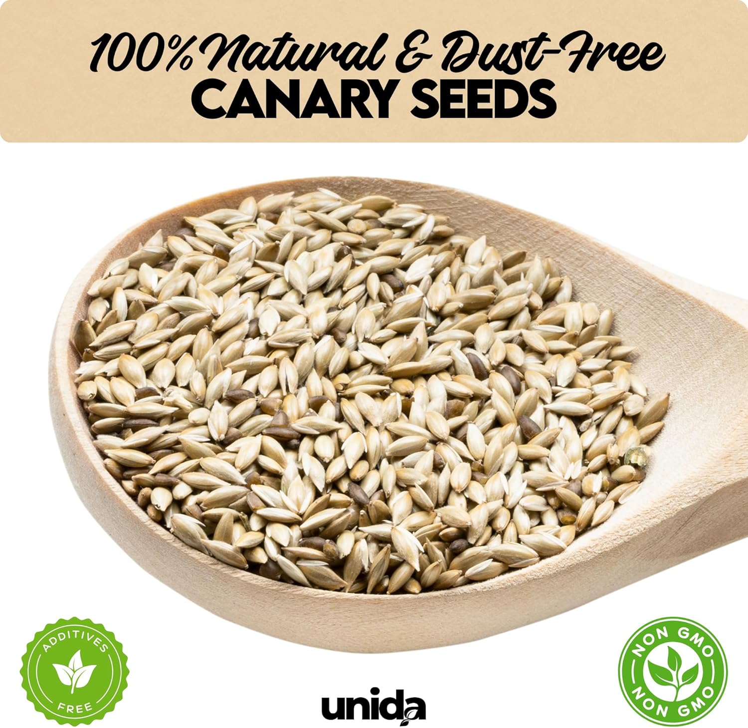 Unida Alpiste Canary Seed | 100% Pure, Natural & Non-GMO Bird Food for Canaries, Finches, Budgies & Parakeets | Double Cleaned Bird Seed, 5 lbs