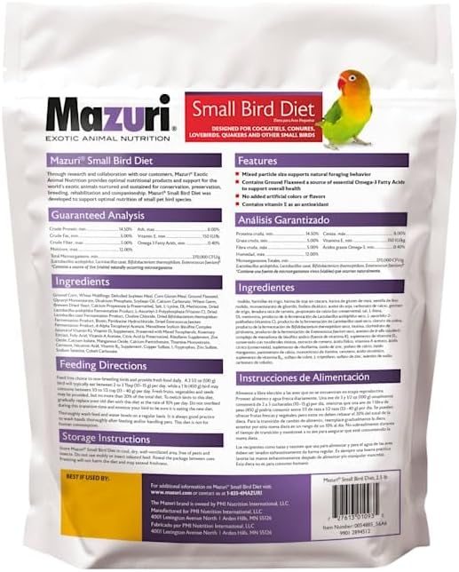 Mazuri | Nutritionally Complete for Small Birds | 2.5 Pound (2.5 lb.) Bag