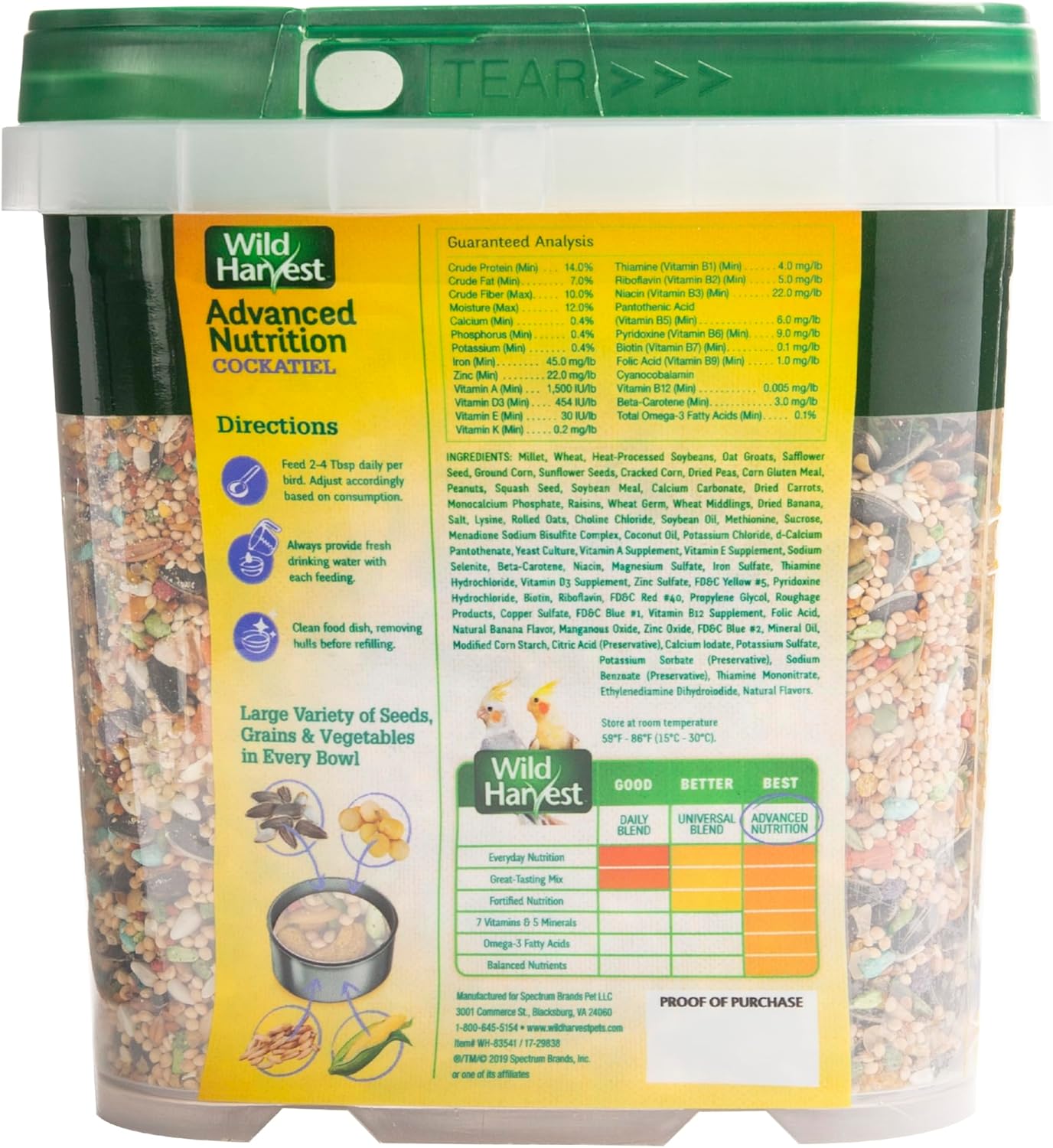 Wild Harvest WH-83541 Wild Harvest Advanced Nutrition Diet for Cockatiels, 4.5-Pound