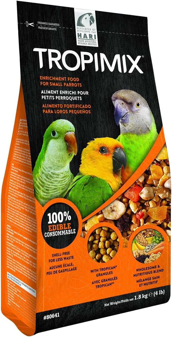 Hari Hagen Tropimix Enrichment Food for Small Parrots, 4 lb. (1.8 kg) - HARI Small Parrot Food with Seeds, Fruit, Nuts, Vegetables, Grains, and Legumes