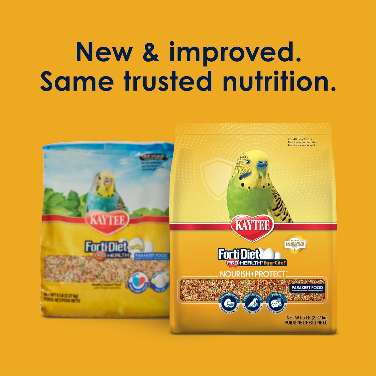 Kaytee Forti-Diet Pro Health Egg-Cite Nourish+Protect Parakeet, Supports Breeding and Molting, Nutrition Backed by Science, Digestive Health, 5 pounds