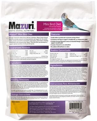 Mazuri | Nutritionally Complete Food for Mini Birds | 2 Pound (2 lb.) Bag