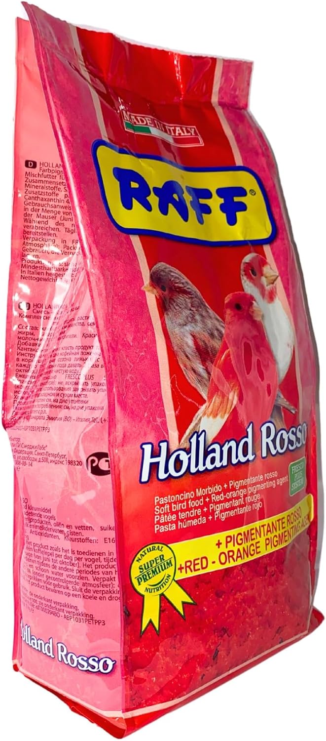 Raff Holland Rosso, Canary Food, Premium natural nutrition for vibrant and red plumage, bird food, pet food, Holland food, high in protein and fat, bird food for indoor, finch food (2.2 Pound)