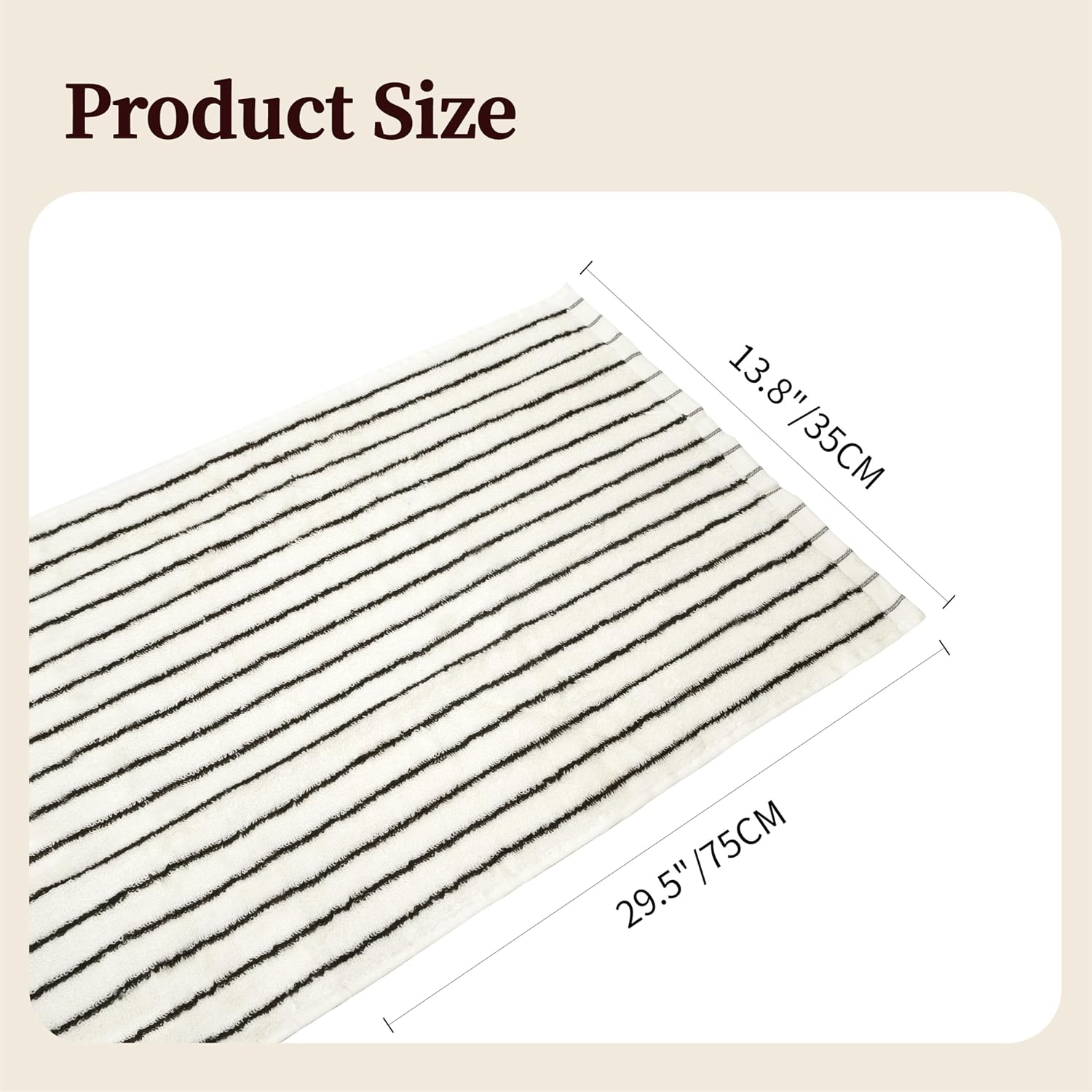 seicasaya Premium Striped Cotton Bath Towels u2013 Soft, Absorbent, and Durable (Black & White Stripes, Small 2 Pcs) - Image 2