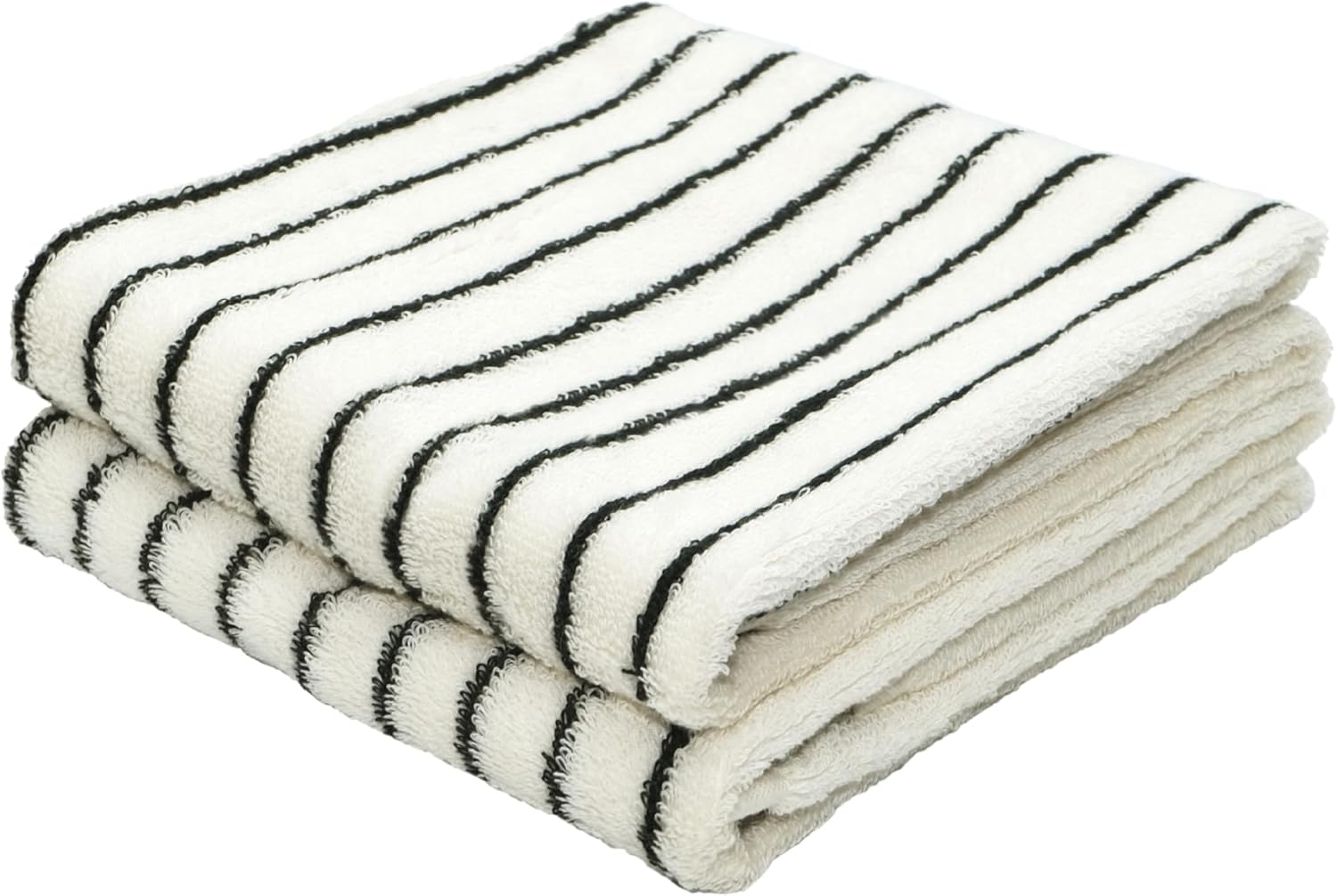 seicasaya Premium Striped Cotton Bath Towels u2013 Soft, Absorbent, and Durable (Black & White Stripes, Small 2 Pcs) - Image 5