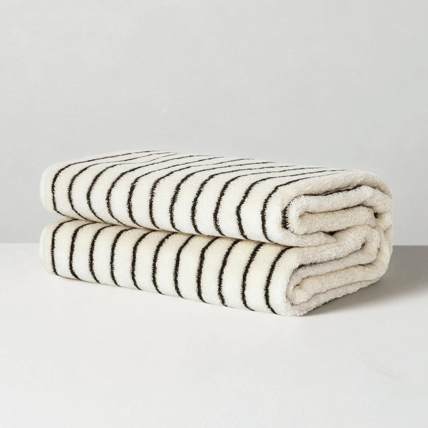 seicasaya Premium Striped Cotton Bath Towels u2013 Soft, Absorbent, and Durable (Black & White Stripes, Small 2 Pcs) - Image 7