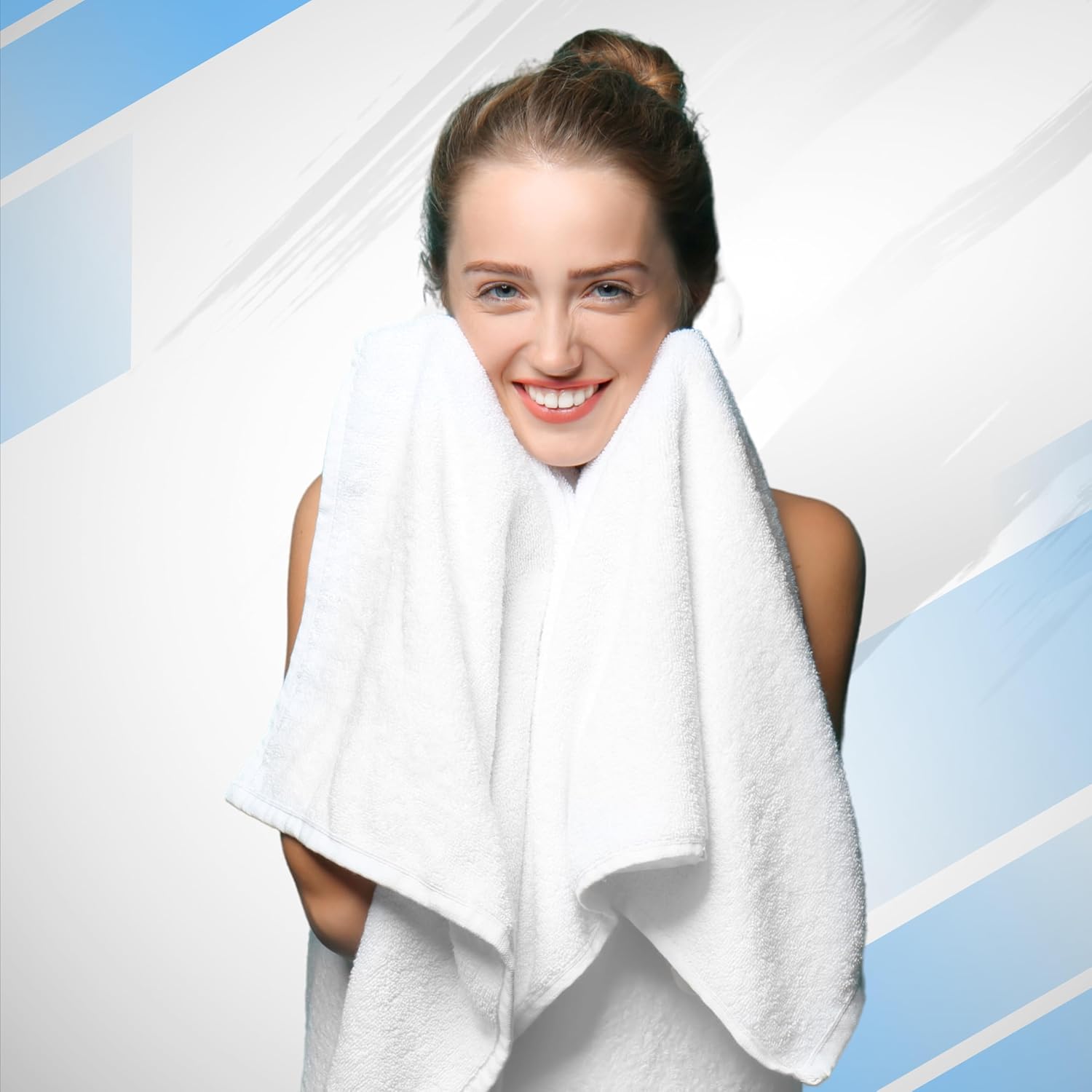 Infinitee Xclusives Luxury 100% Ring-Spun Cotton White Bath Towels Set of 4 (27x54 inches) u2013 Soft, Absorbent & Quick-Drying Towels for Bathroom, Gym, Spa & Hotel Use (Brilliant White, Bath Towels)