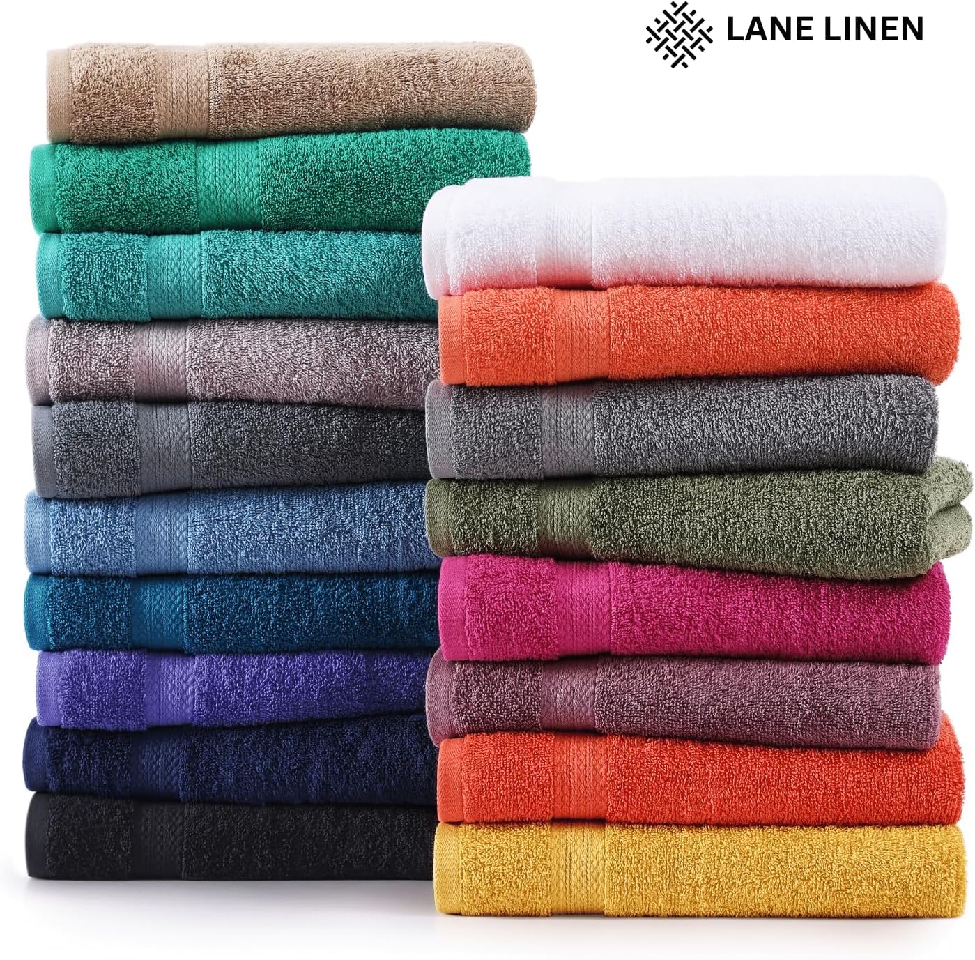 LANE LINEN 100% Cotton Luxury Bath Towel Set - 16 Pieces - Ring Spun, Super Soft & Highly Absorbent - 4 Bath, 8 Washcloths, 4 Hand Towels for Bathroom - Holds Well After Multiple Washes - Cool Grey - Image 7