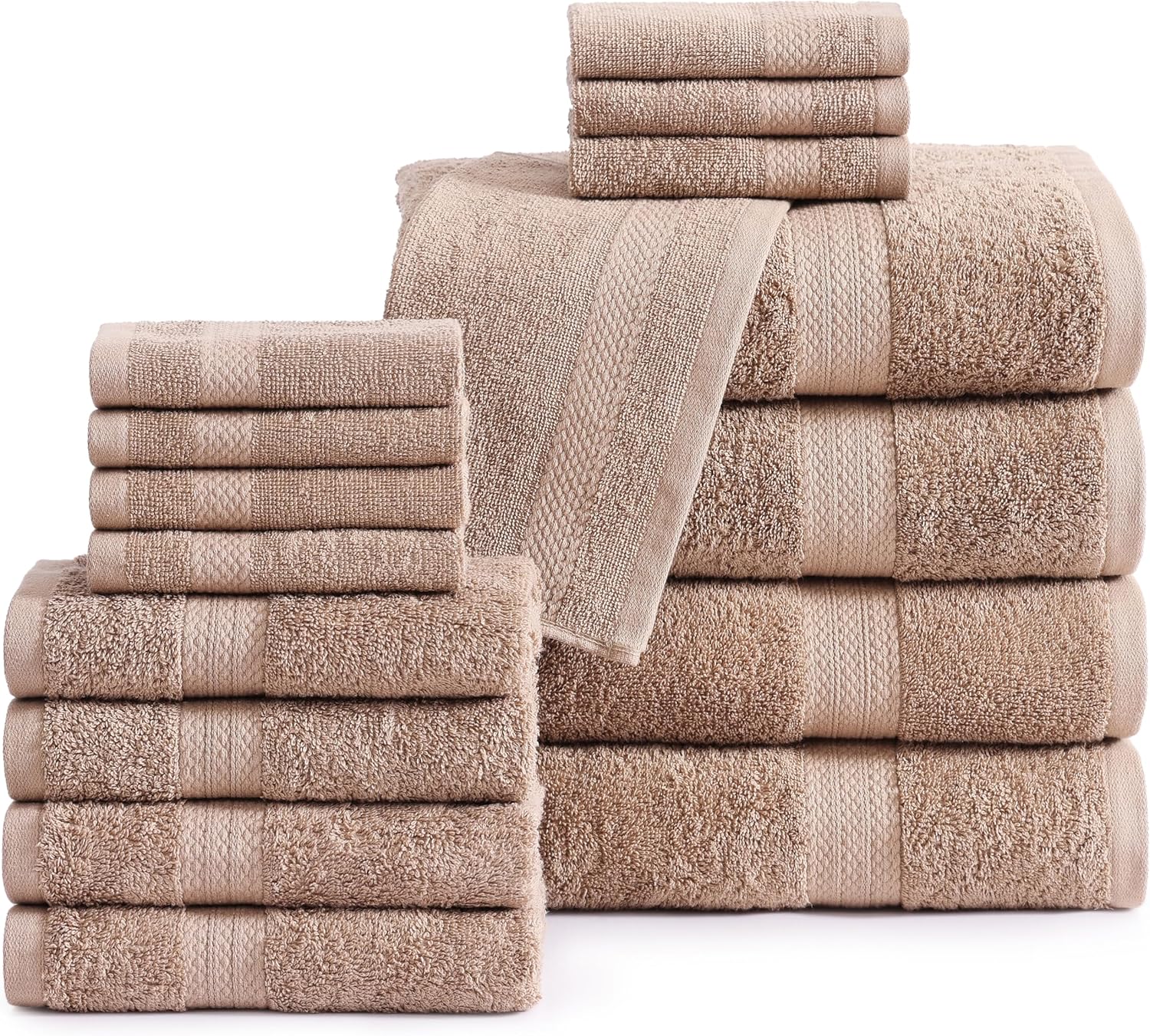 LANE LINEN 100% Cotton Luxury Bath Towel Set - 16 Pieces - Ring Spun, Super Soft & Highly Absorbent - 4 Bath, 8 Washcloths, 4 Hand Towels for Bathroom - Holds Well After Multiple Washes - Cool Grey - Image 9