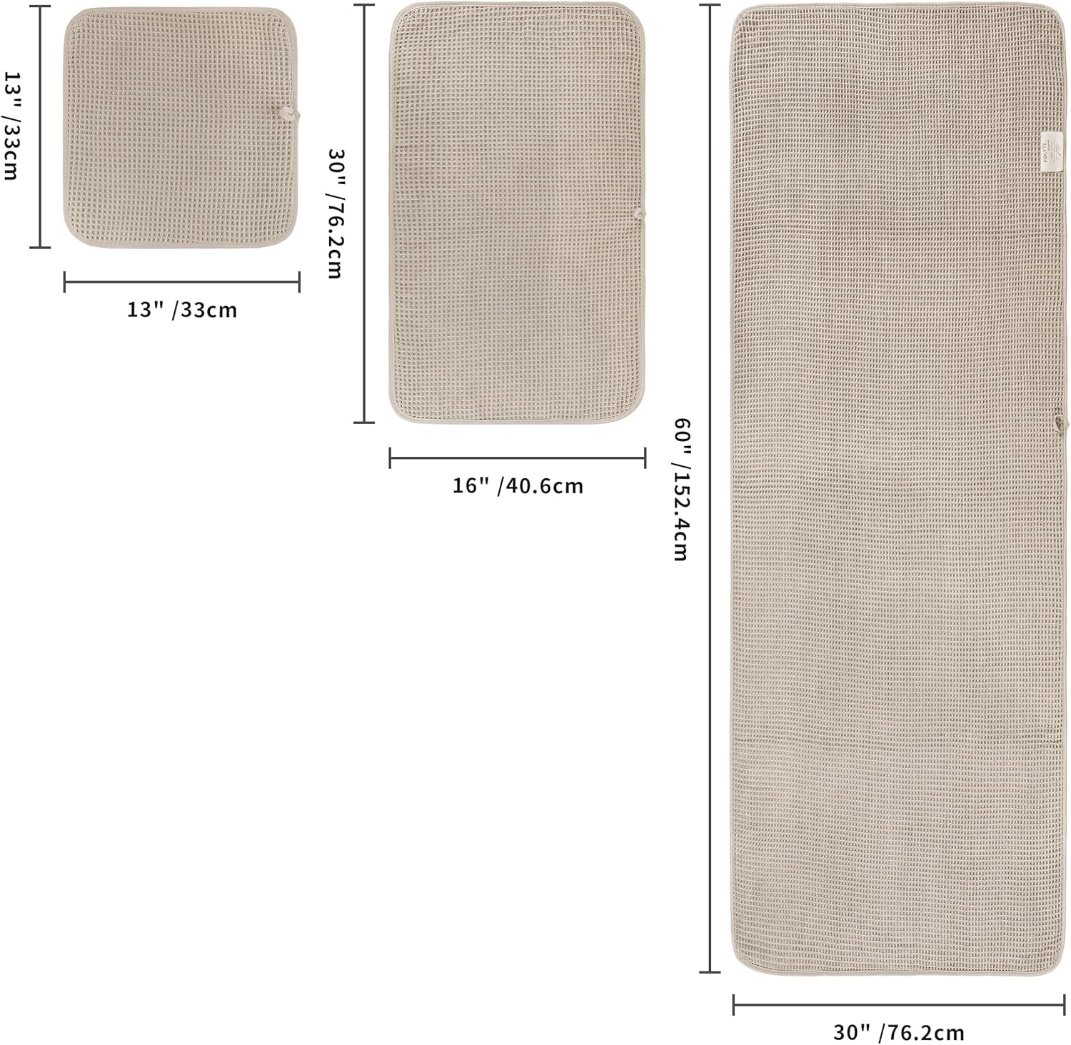 POLYTE 430 GSM Microfiber Quick Dry Lint Free Oversize Bath Towel Set, 6 Piece (Waffle Weave)