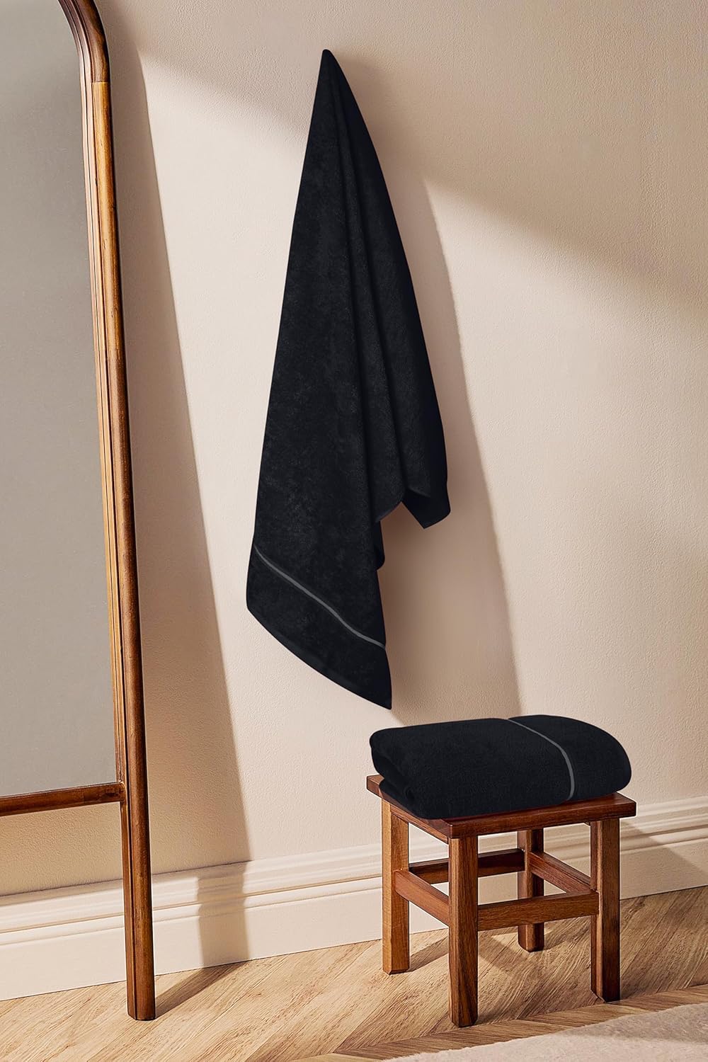 MyOwn Cotton 2 Pack Oversized Bath Towel Set 28x55 inches, Large Bath Towels, Ultra Absorbant Compact Quickdry & Lightweight Towel, Ideal for Gym Travel Camp Pool - Black